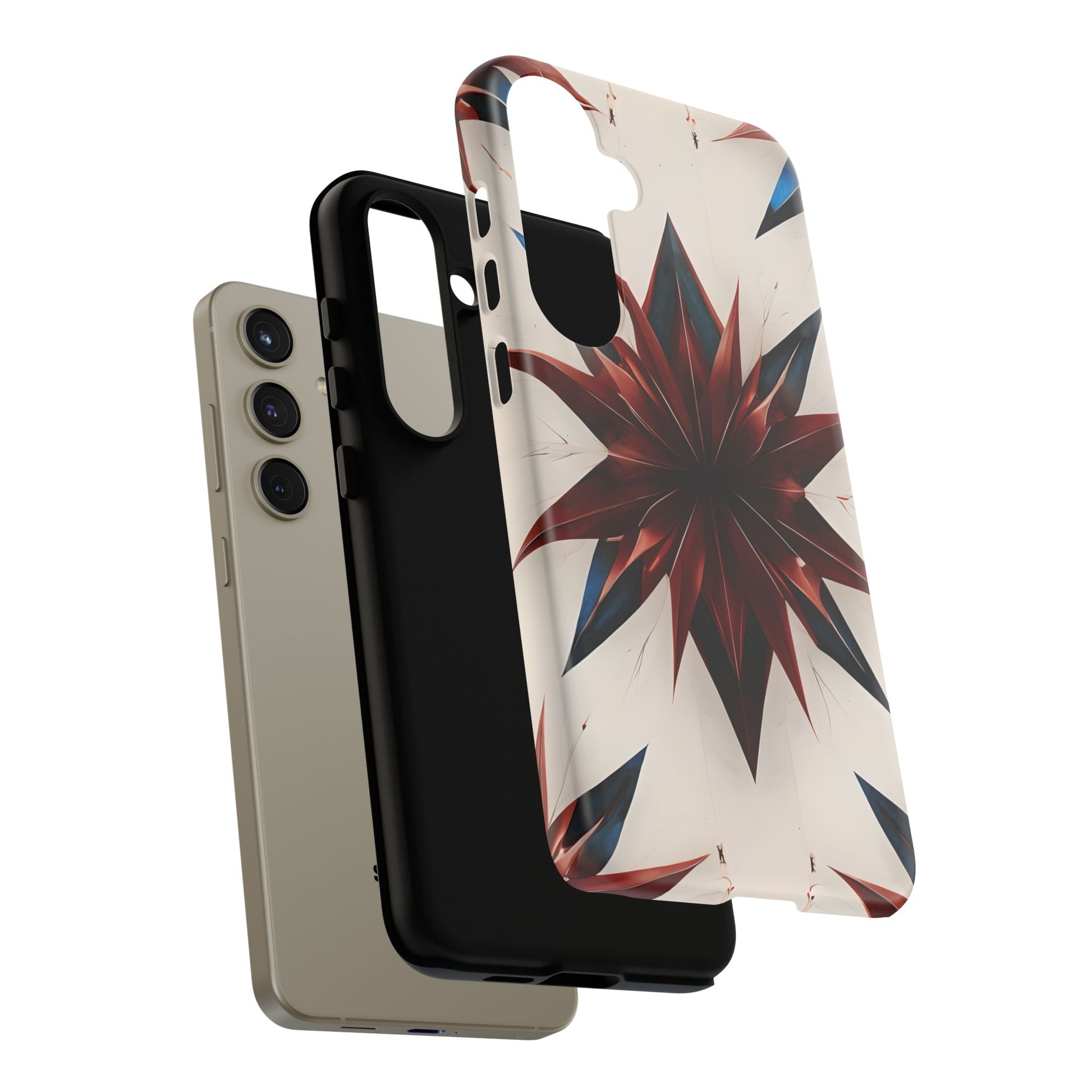 Garnet Starburst - Kaleidoscope Collection Gemstone Floral - Samsung Galaxy S24 Plus Tough Phone Case - Floral Burst Design
