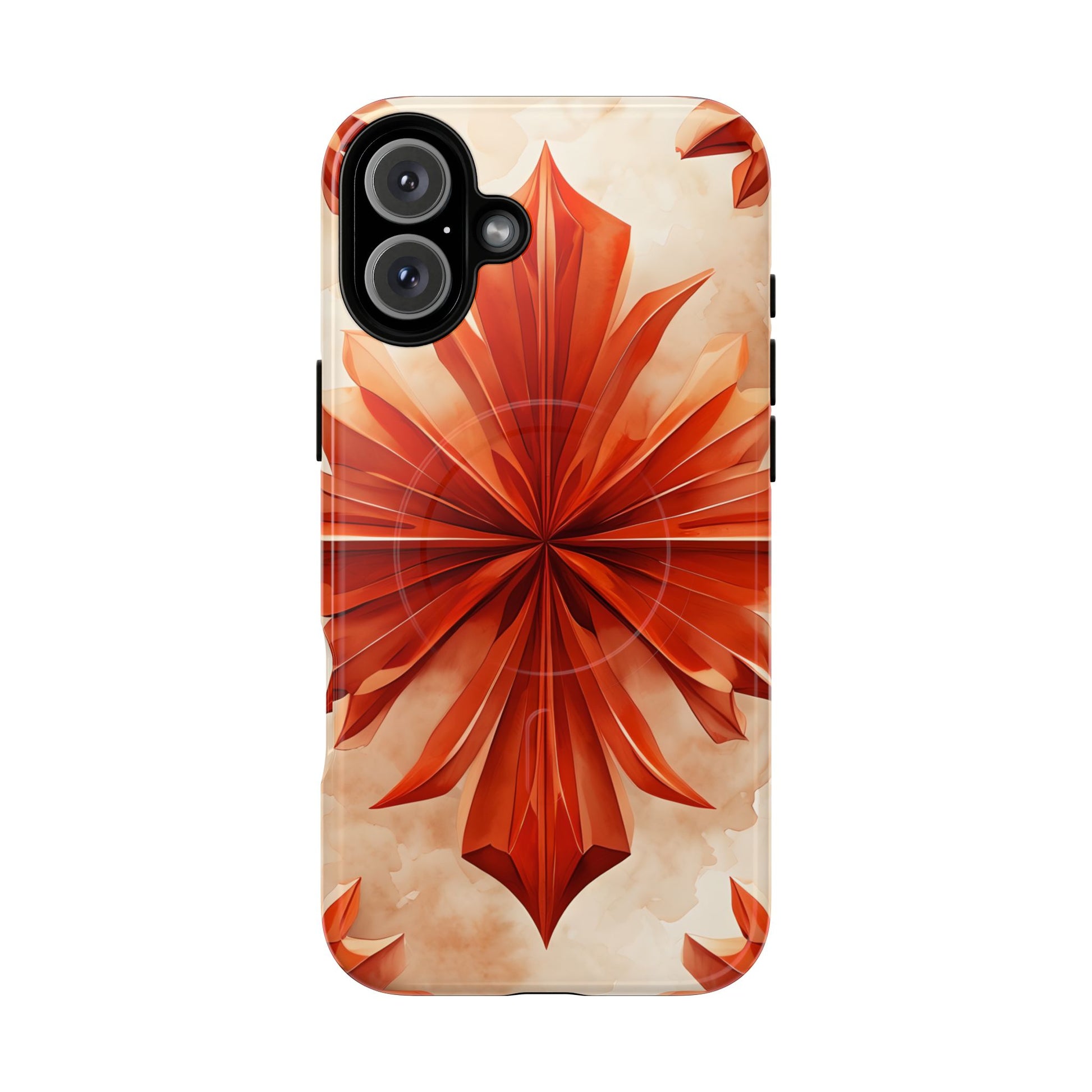 Sunset Fleur iPhone 16 Plus - Kaleidoscope Collection of MagSafe Compatible - Vibrant Sunset Flower Design