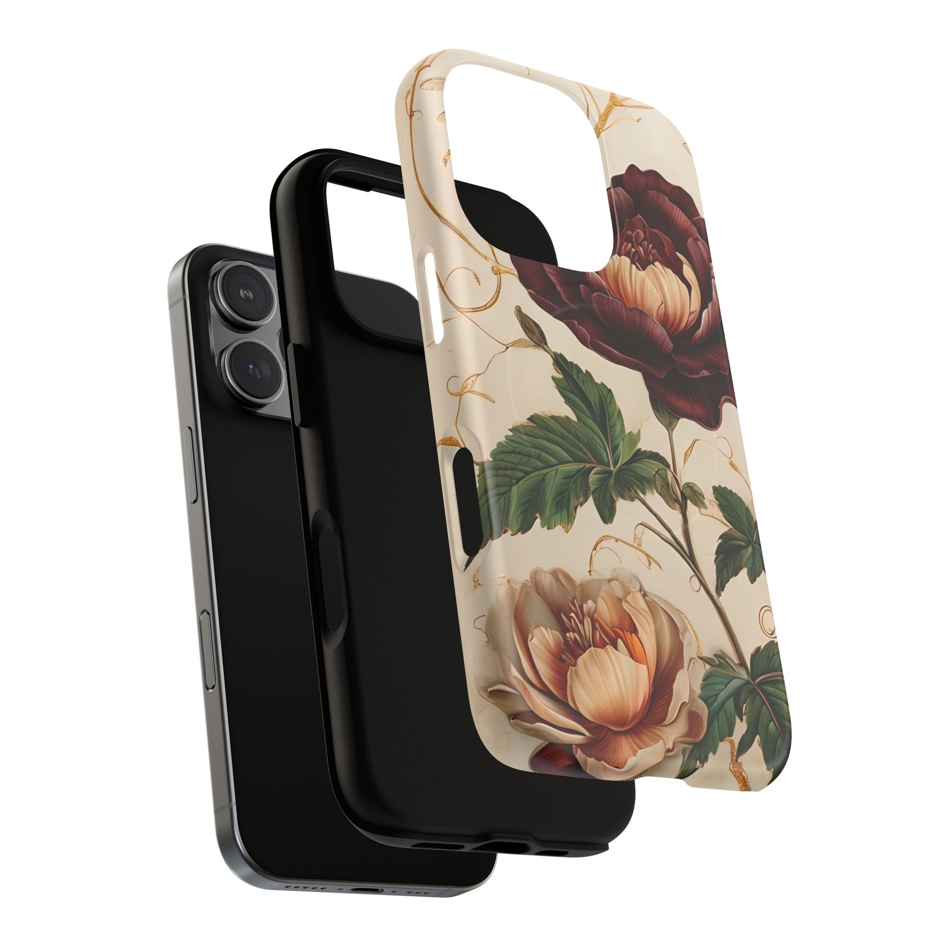 Vintage Burgundy Rose - Elegant Floral iPhone 16 Pro MagSafe Phone Case - Classic Rose Design