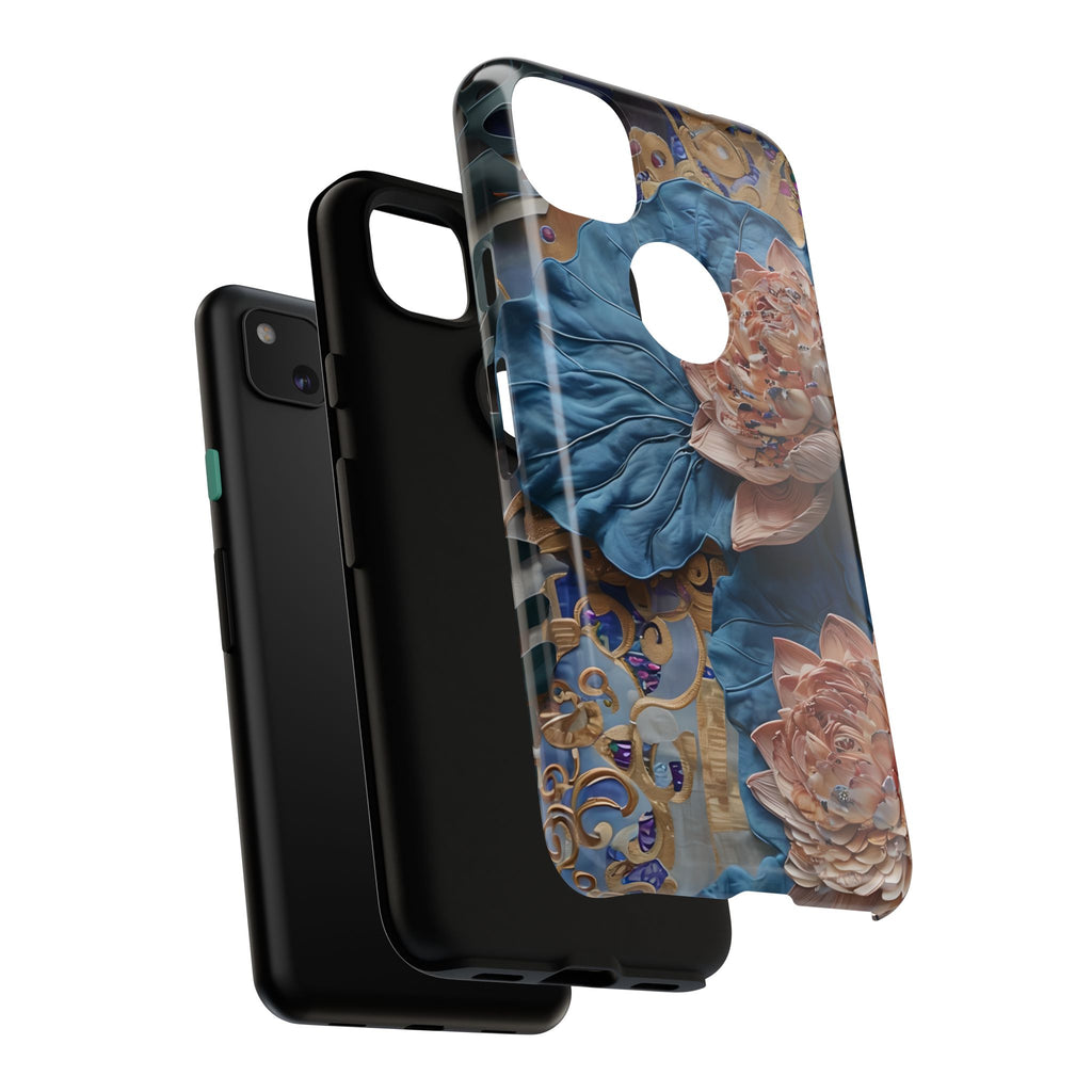 Peony Midnight Tapestry - Google Pixel 4a - Elegant Blue & Blush Artful Phone Cover