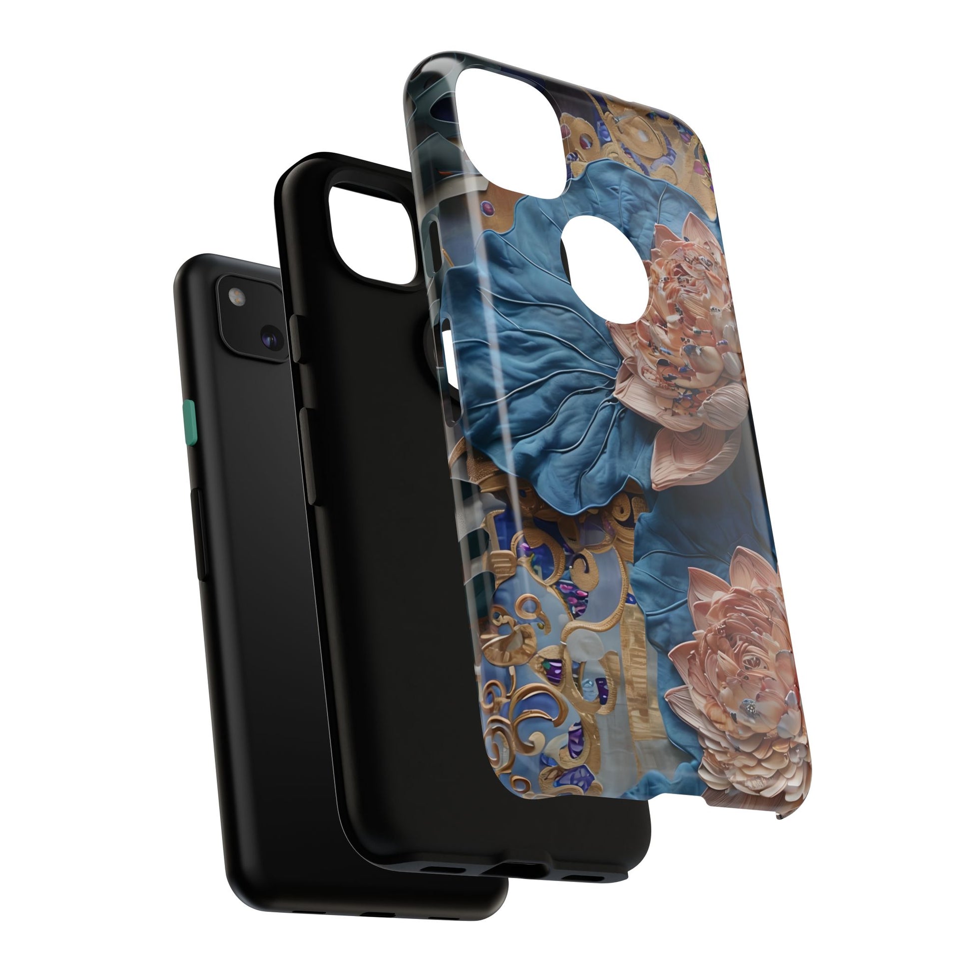Peony Midnight Tapestry - Google Pixel 4a - Elegant Blue & Blush Artful Phone Cover