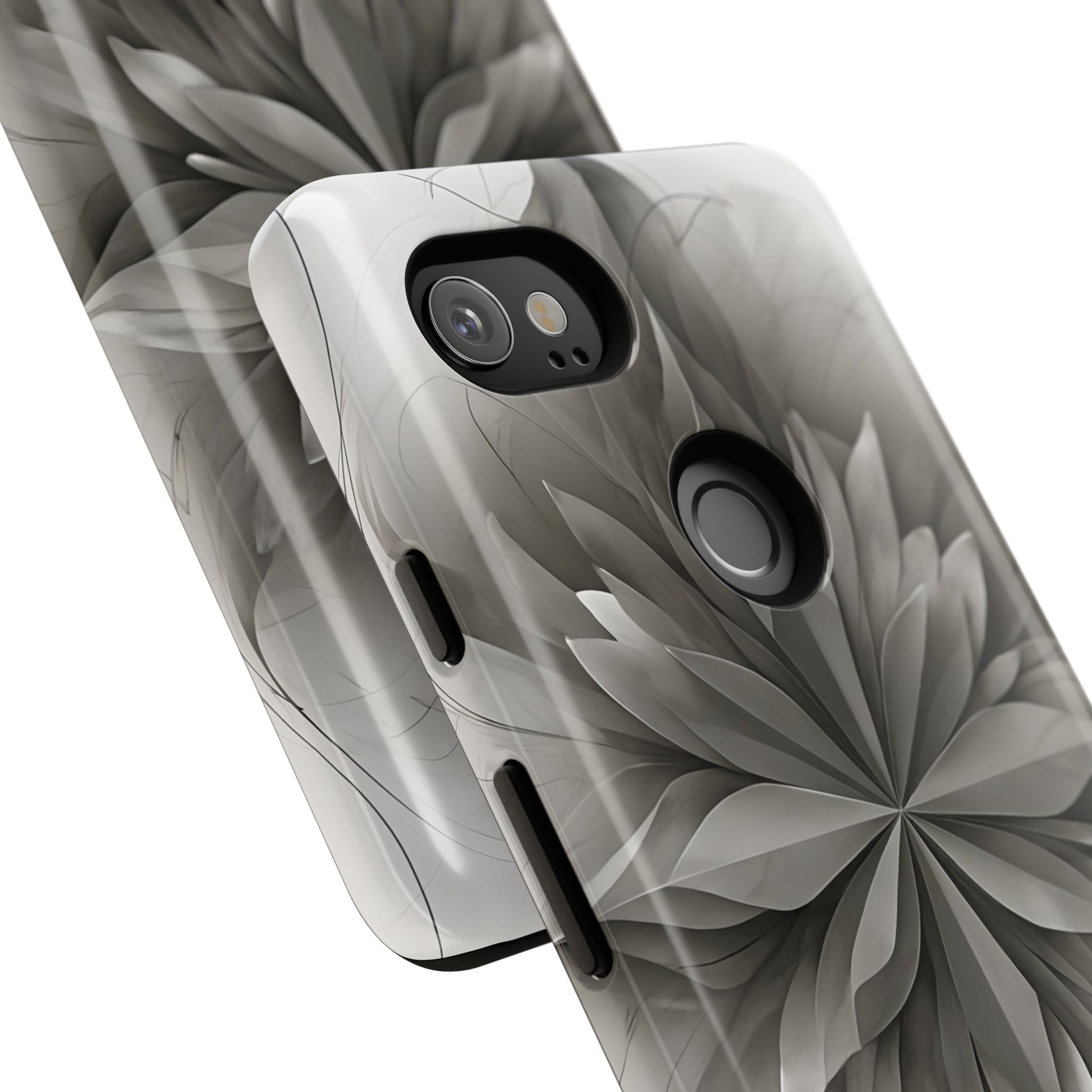 Silver Lotus - Elegant Monochrome Floral Google Pixel 2XL Tough Phone Case - Modern Lotus Design