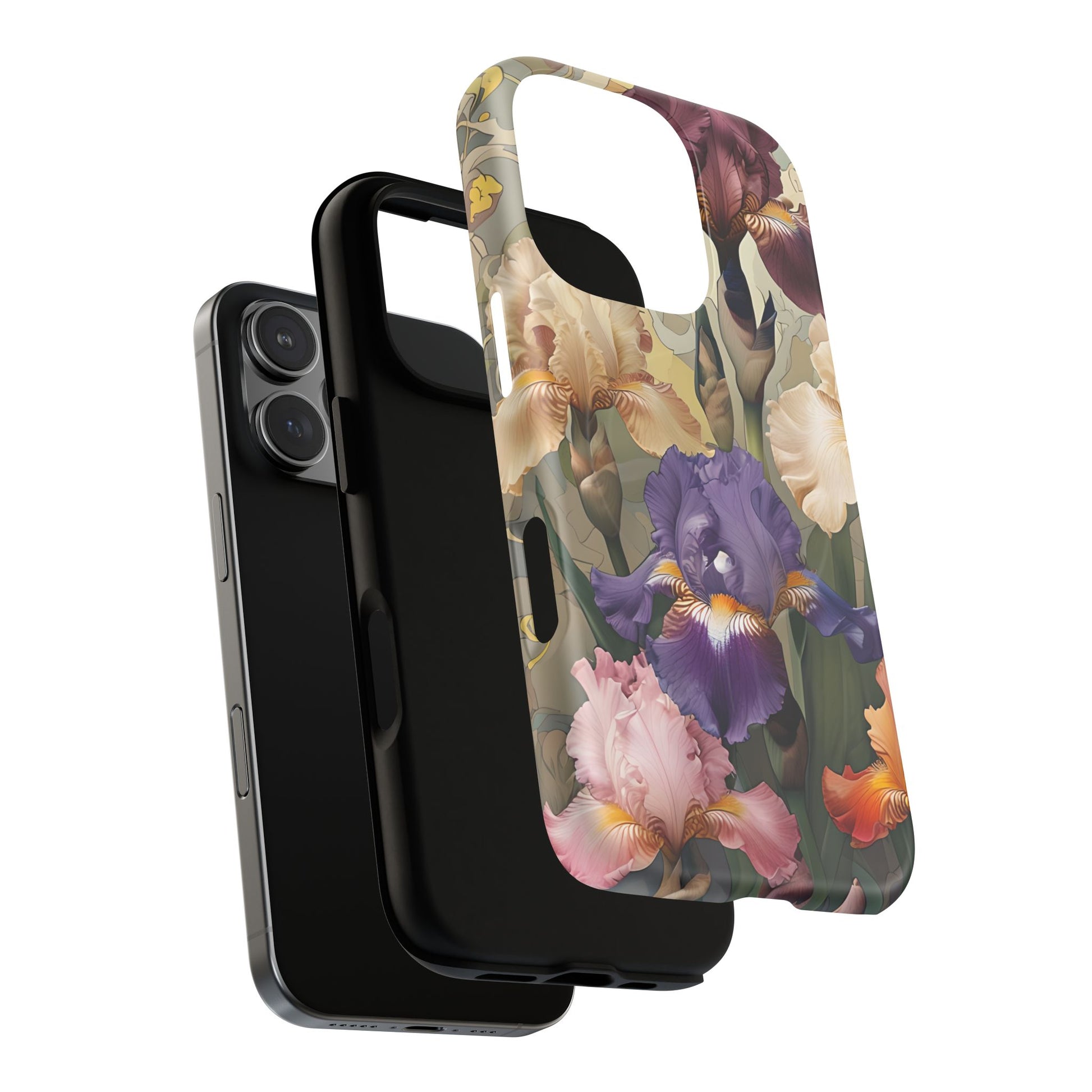 Iris Reverie - Elegant Painterly - iPhone 16 Pro- MagSafe Compatible - Artistic Purple & Cream Iris Design