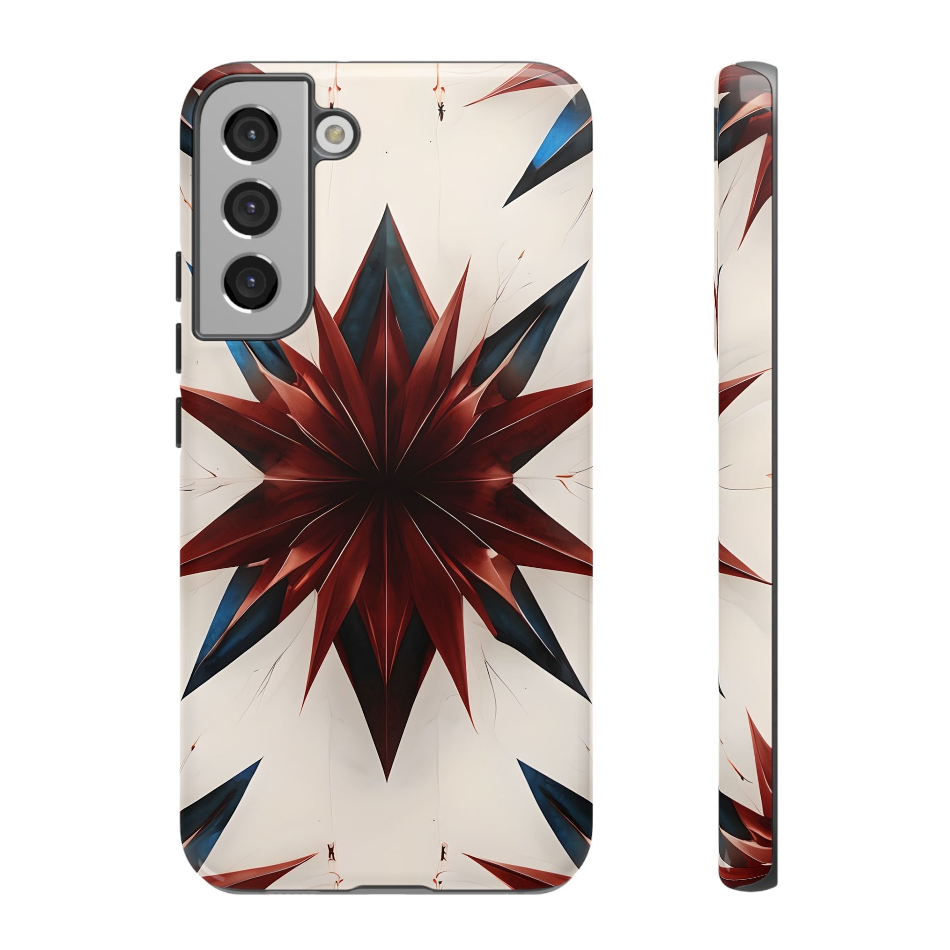 Garnet Starburst - Kaleidoscope Collection Gemstone Floral - Samsung Galaxy S22 Plus Tough Phone Case - Floral Burst Design