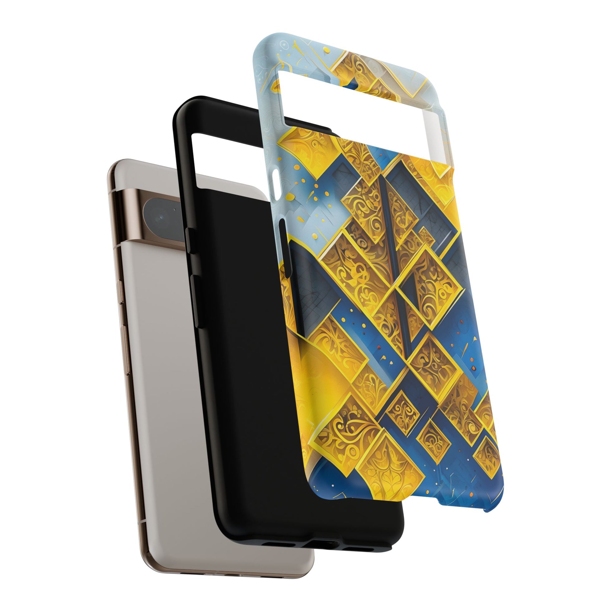 Golden Ascent Luxe Geometric Google Pixel 8 Pro Tough Case - Elegant Abstract Gold Design