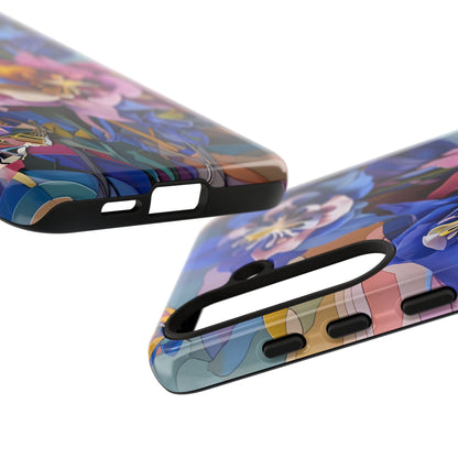 Blue Columbine Carnivale - Artistic Floral & Butterfly Samsung Ultra Tough Phone Case - Vibrant Botanical Design