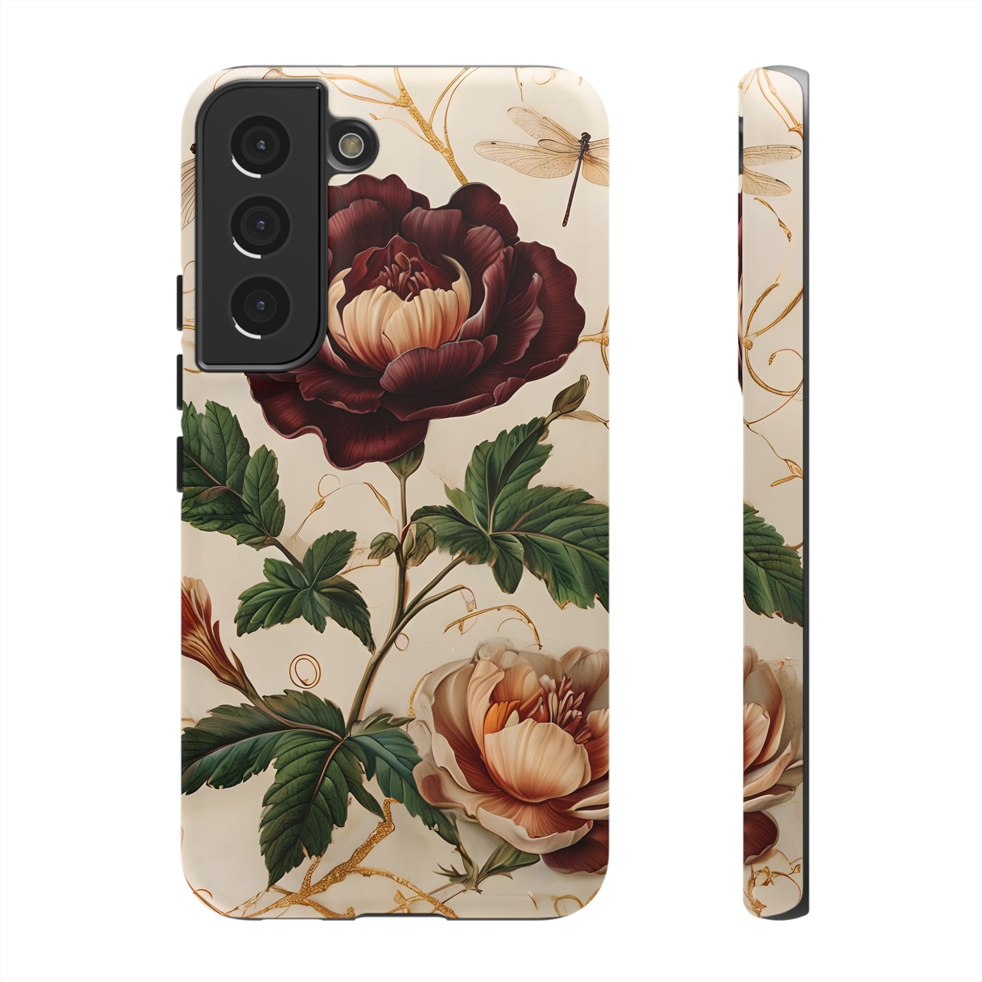 Vintage Burgundy Rose - Elegant Floral Samsung Galaxy S22 Phone Case - Classic Painterly Rose Design