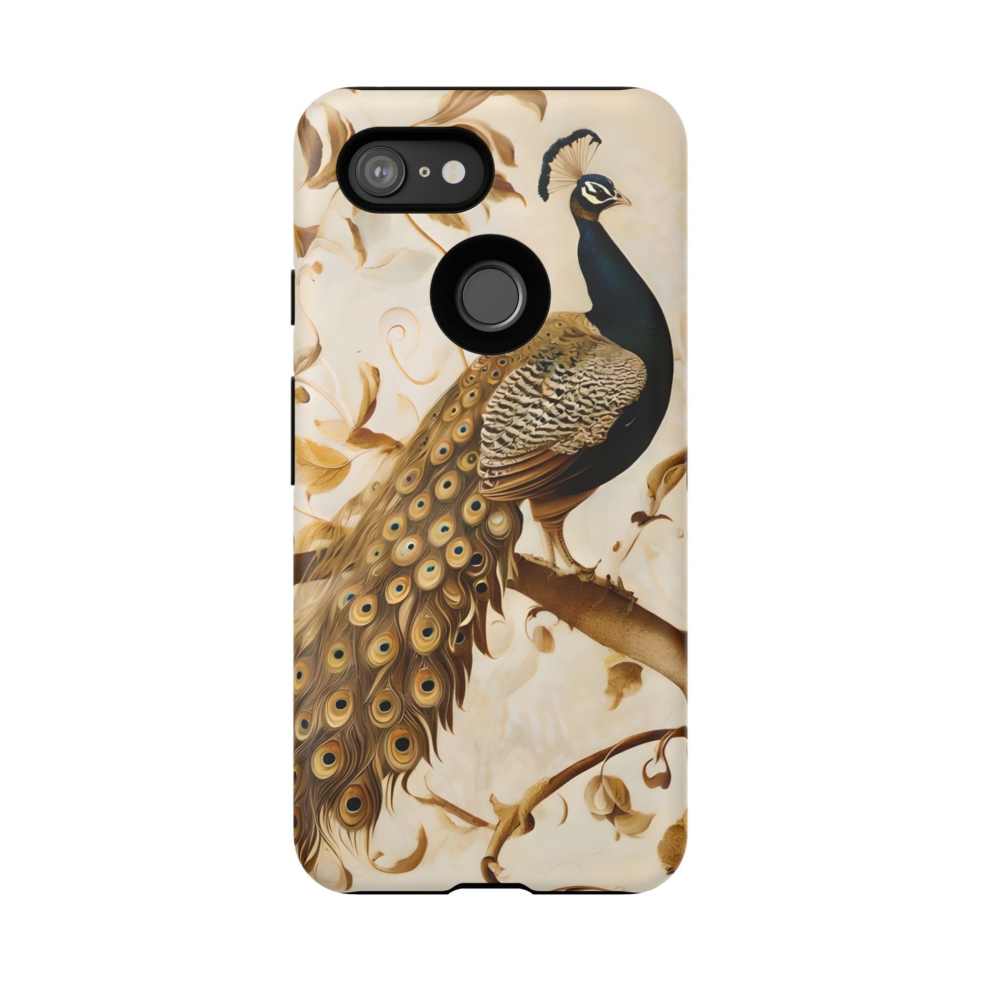 Golden Plumage - Luxe Peacock Art Google Pixel 3 Phone Case - Elegant Gold & Cream Design