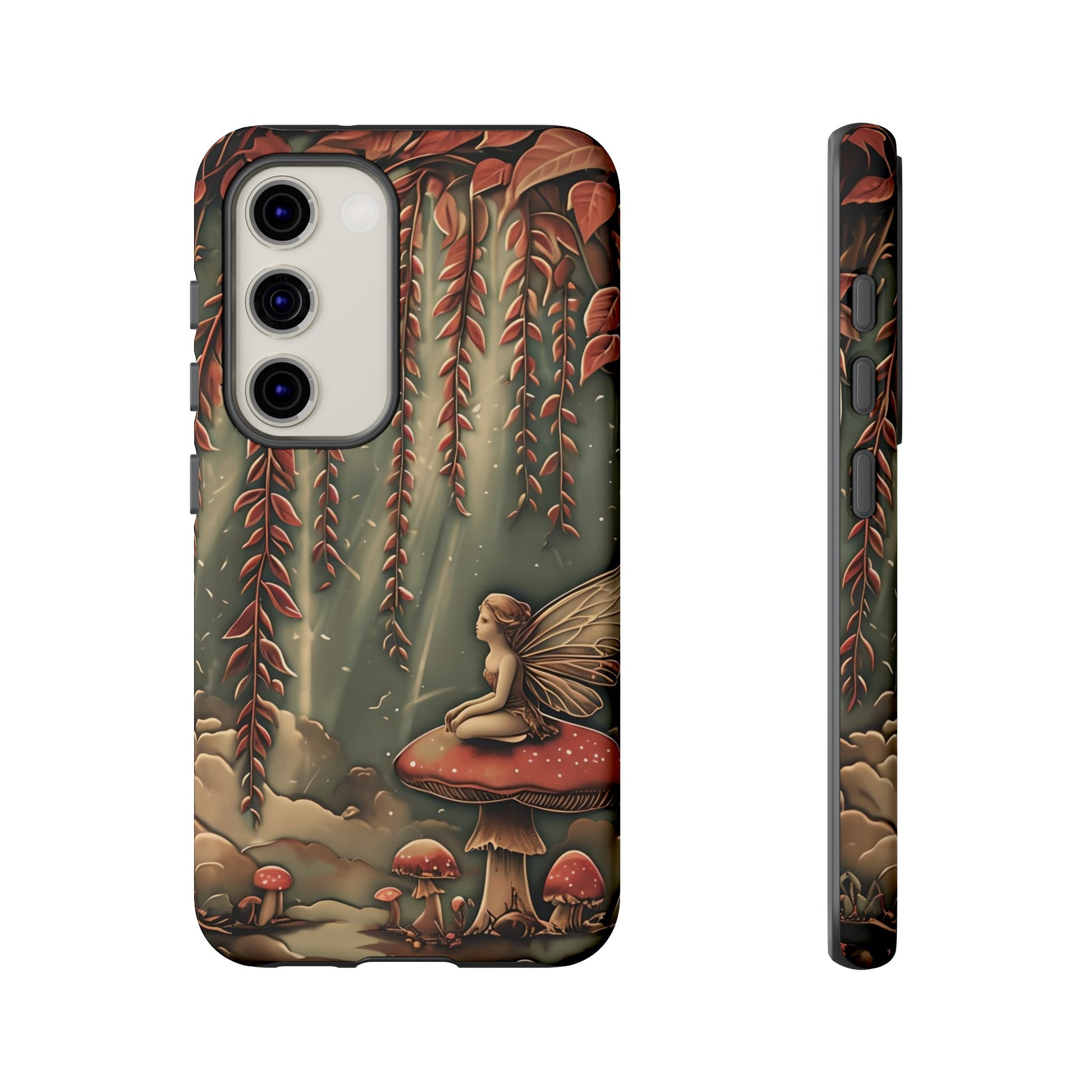 Willow Whisper - Tranquil Nature Art Samsung Galaxy S23 Tough Phone Case - Serene Willow Tree & Meditative Figure Design