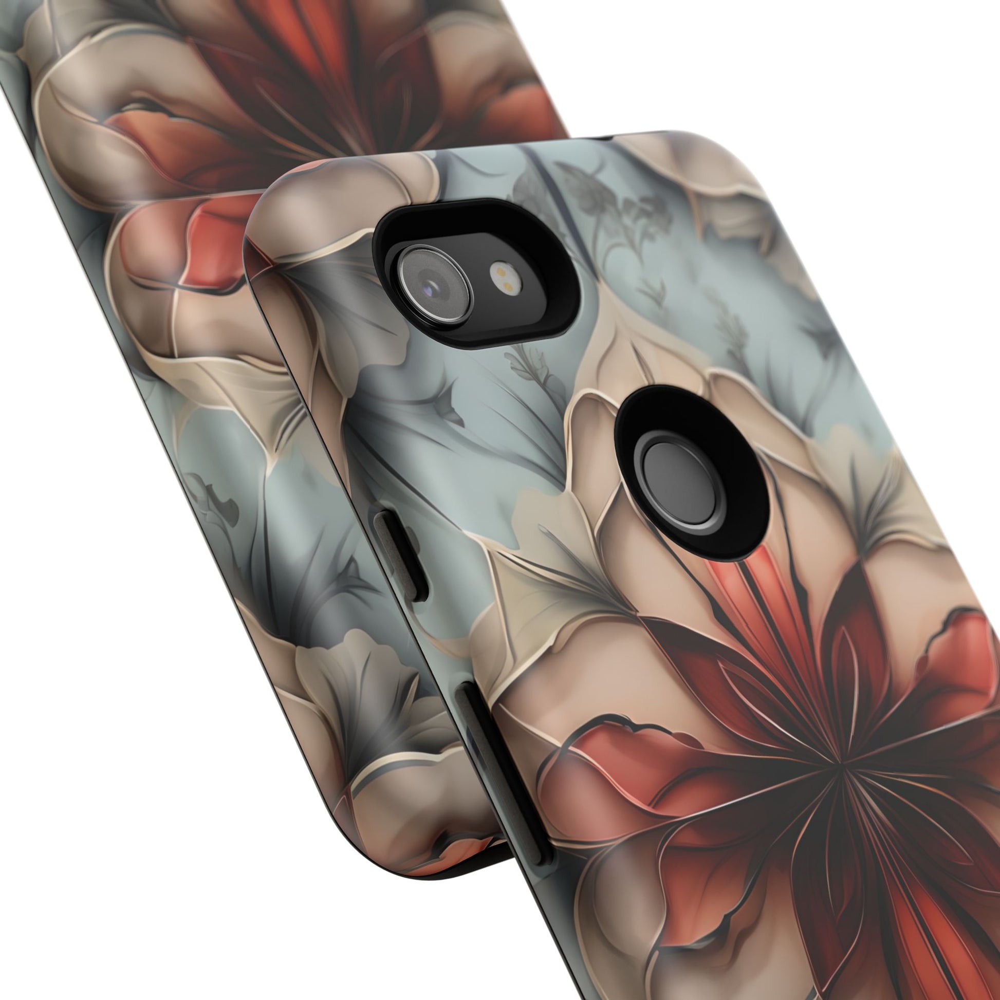 Ember Bloom - Kaleidoscope Collection Artistic Floral - Google Pixel 3a XL Tough Phone Case - Fiery Symmetrical Design
