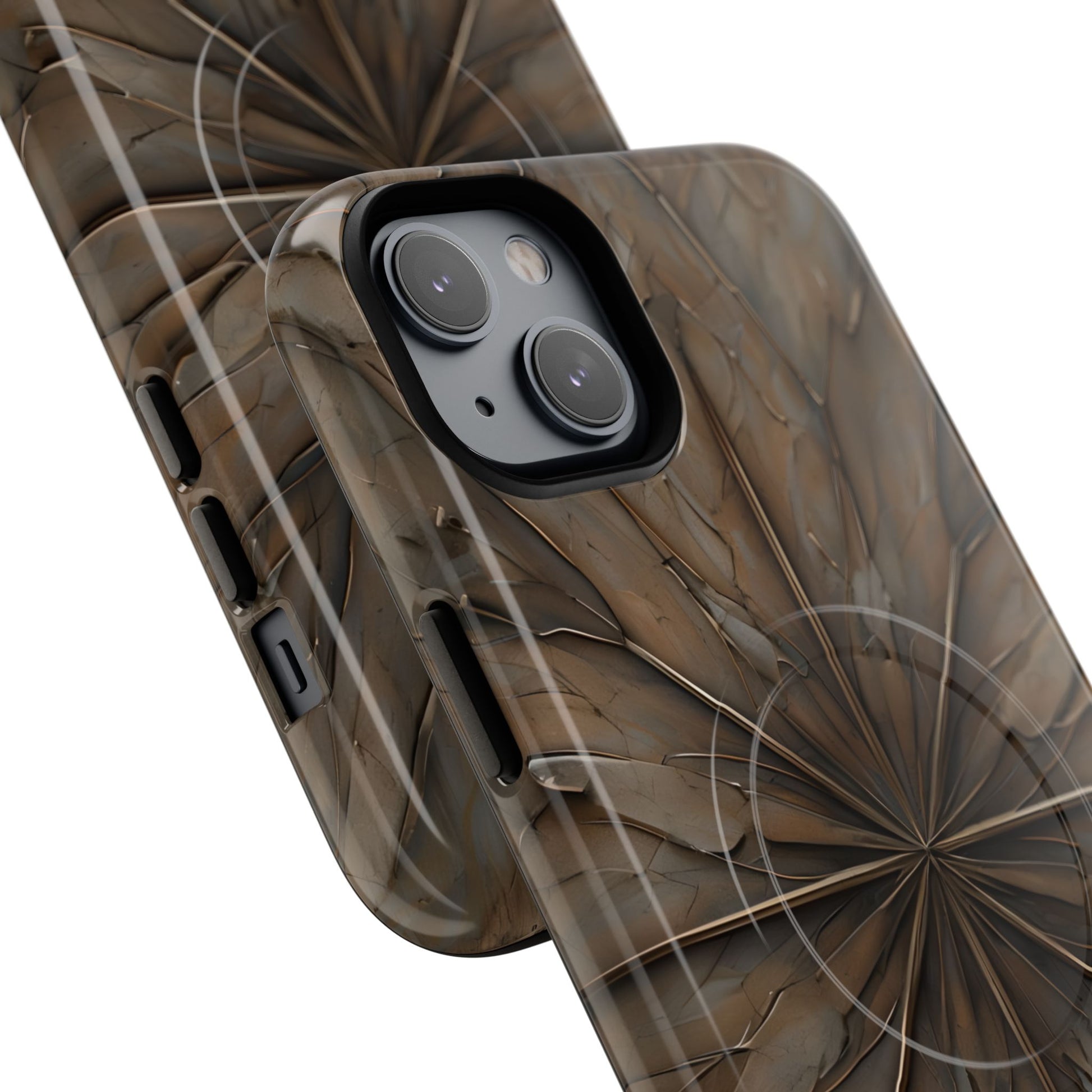 Earthstone Mandala - Kaleidoscope Collection Artistic Taupe Burst - iPhone 14 Plus MagSafe Phone Case
