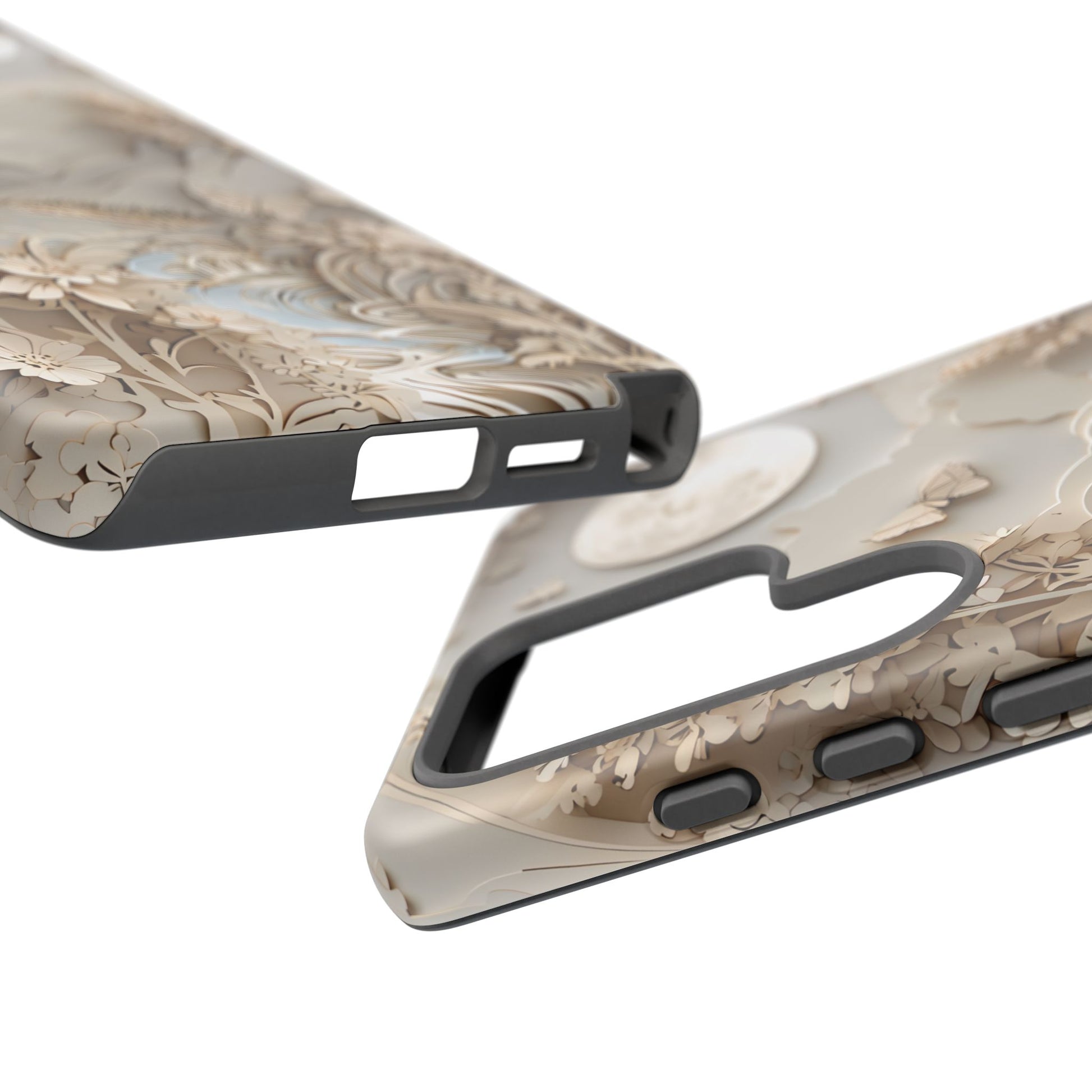 Moonlit Garden - Elegant Neutral Floral Samsung Galaxy S25 Ultra Tough Phone Case - Painterly Botanical & Moon Design
