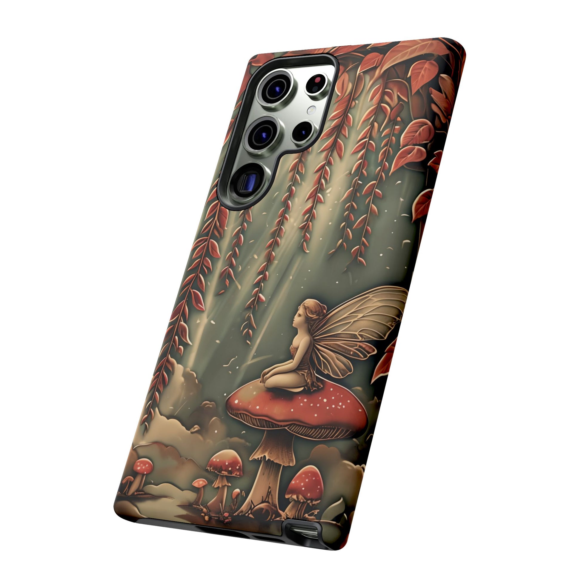 Willow Whisper - Tranquil Nature Art Samsung Galaxy S23 Ultra Tough Phone Case - Serene Willow Tree & Meditative Figure Design