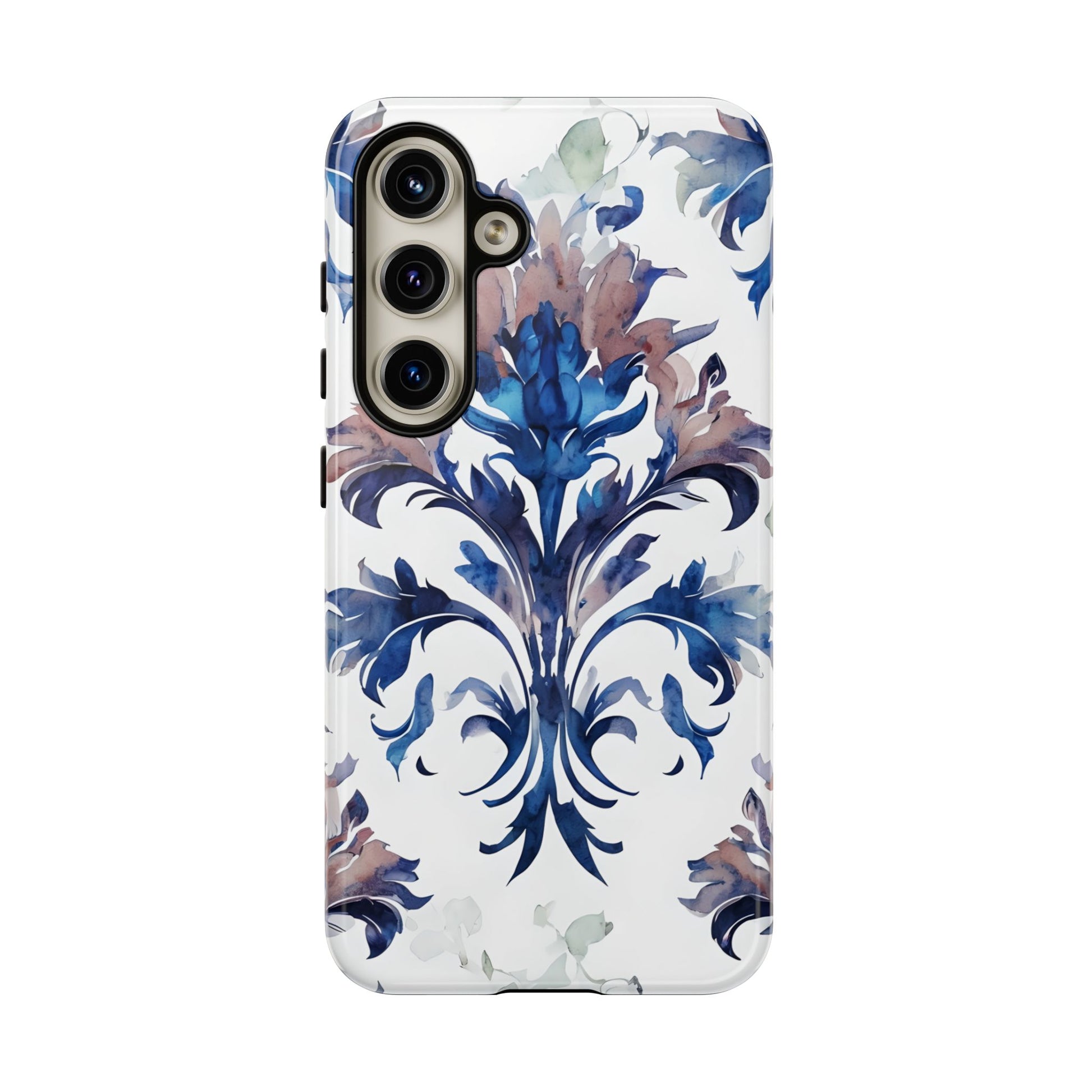 Delft Reverie - Elegant Blue & White Samsung S24 Tough Phone Case - Dutch Delftware-Inspired Floral Design