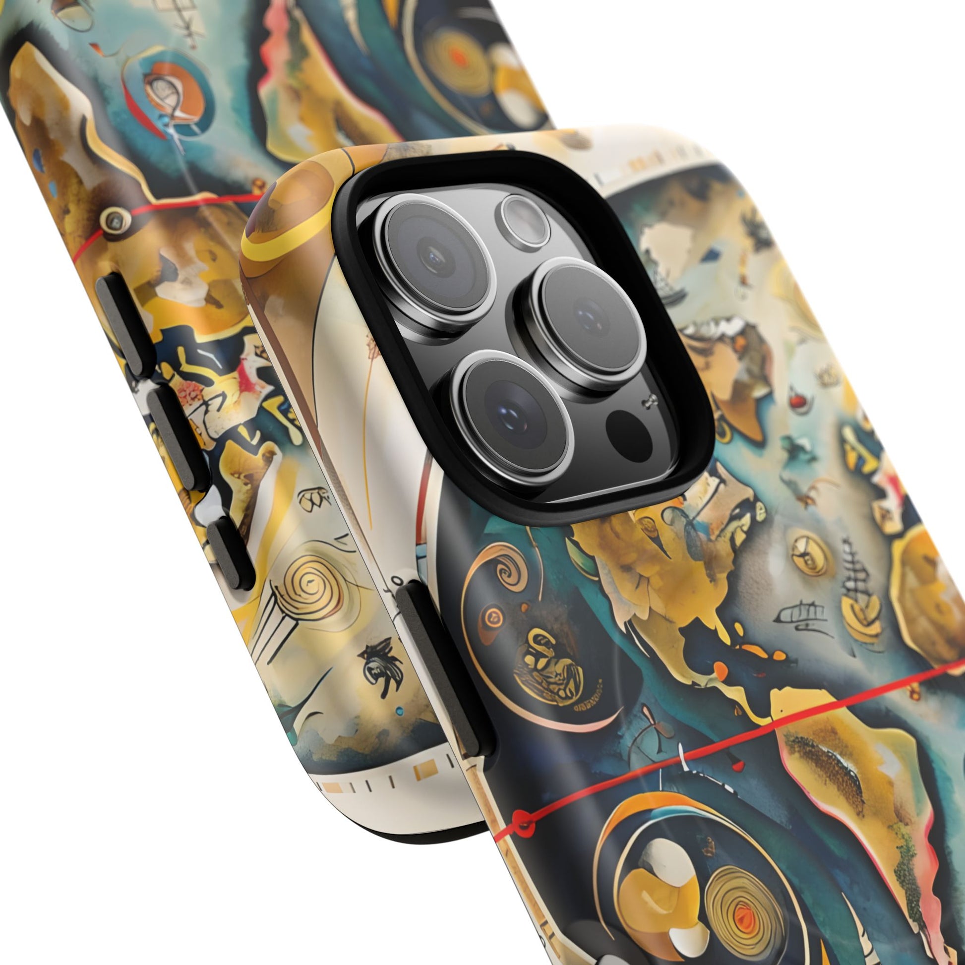 Celestial Map iPhone 16 Pro MagSafe Phone Case -Vintage Nautical World Map, Artistic Blue & Gold