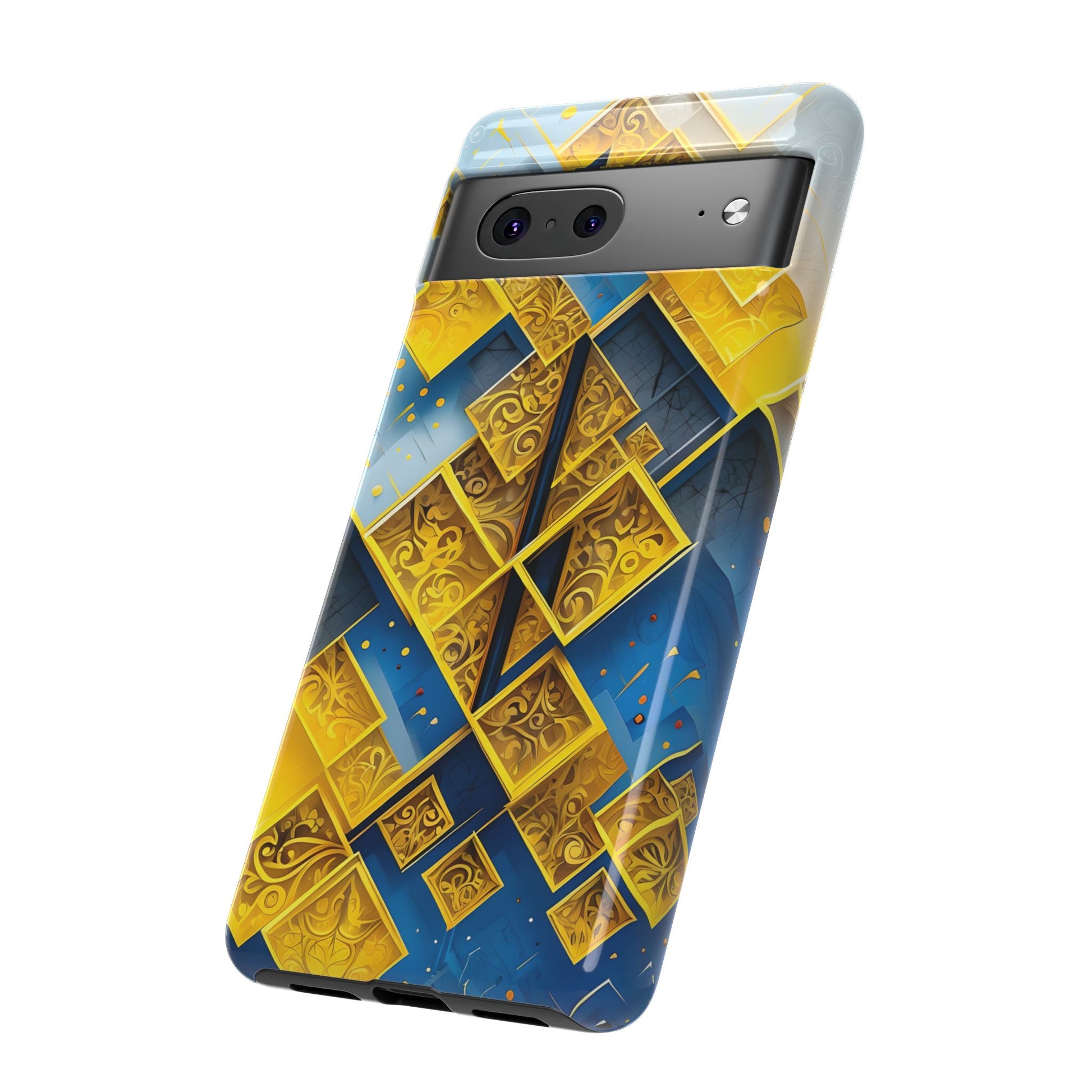 Golden Ascent Luxe Geometric Google Pixel 7 Tough Case - Elegant Abstract Gold Design