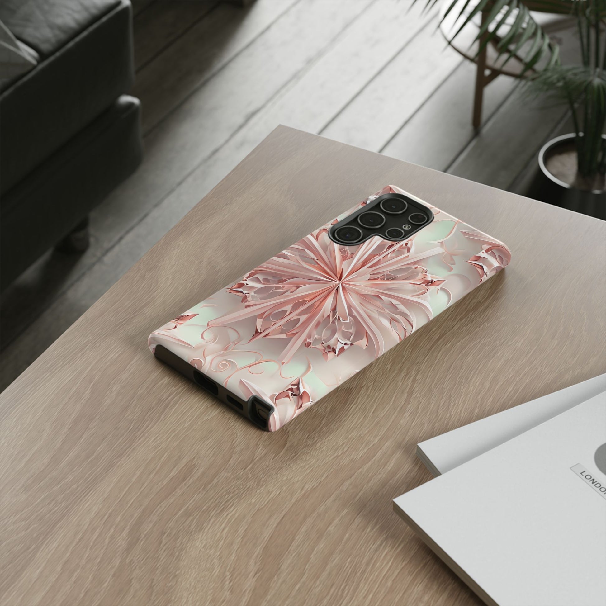 Blush Frost from our Kaleidoscope Collection - Samsung Galaxy S22 Ultra tough case - Soft Pink Geometric Floral Design