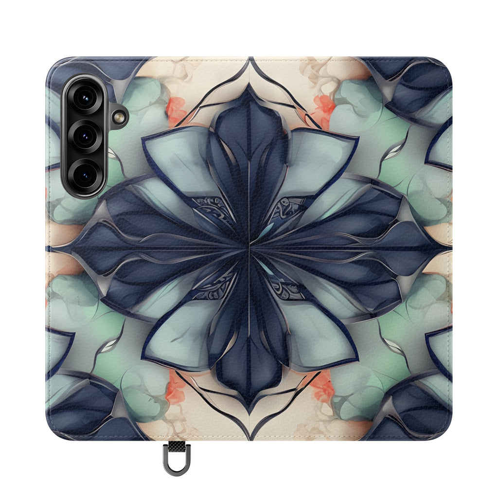 Midnight Mosaic - Abstract Floral Flip Phone Case for Samsung Galaxy S25 Plus