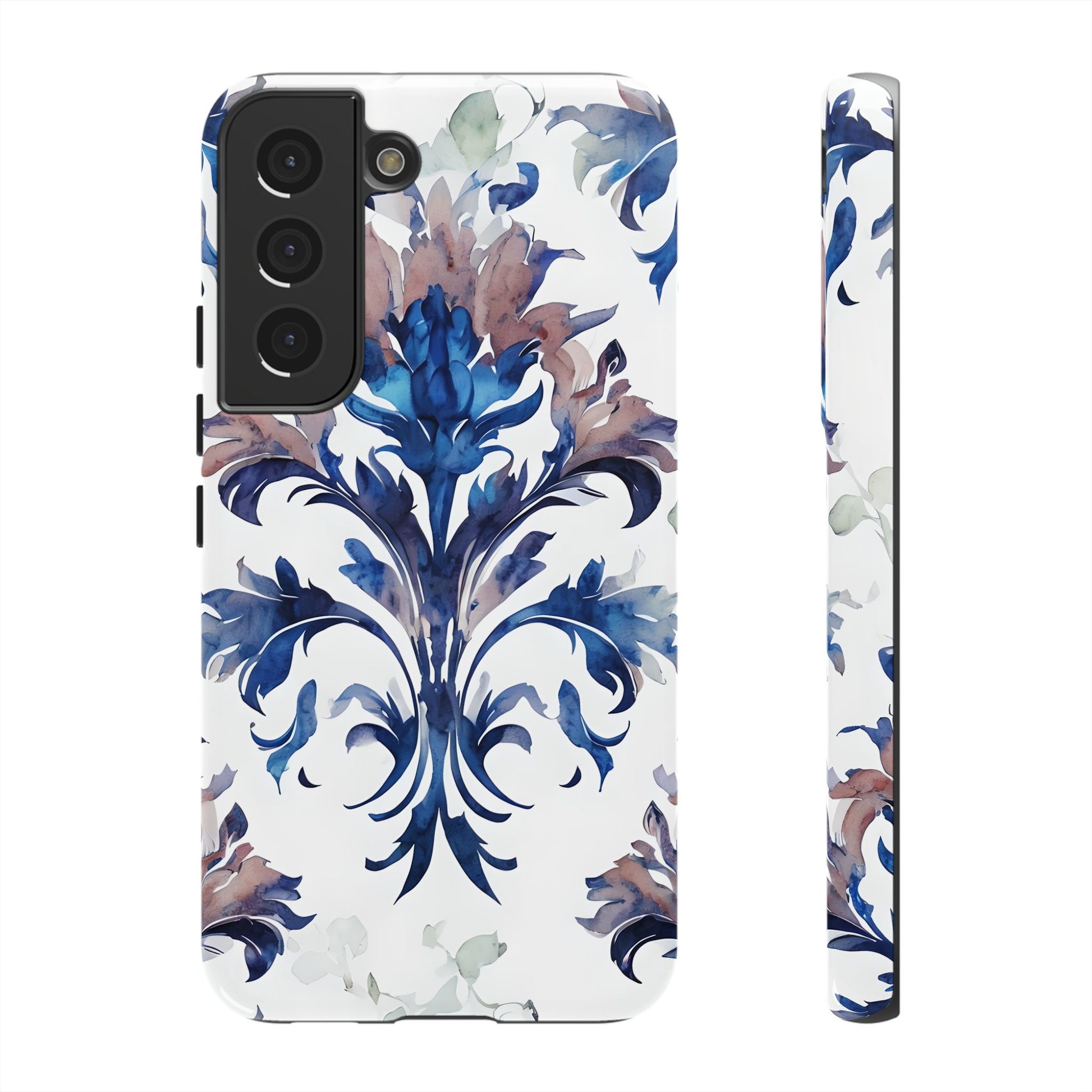 Delft Reverie - Elegant Blue & White Samsung S22 Tough Phone Case - Dutch Delftware-Inspired Floral Design