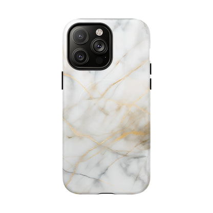 Golden Vein iPhone MagSafe Phone Case -White Neutral Marble Design