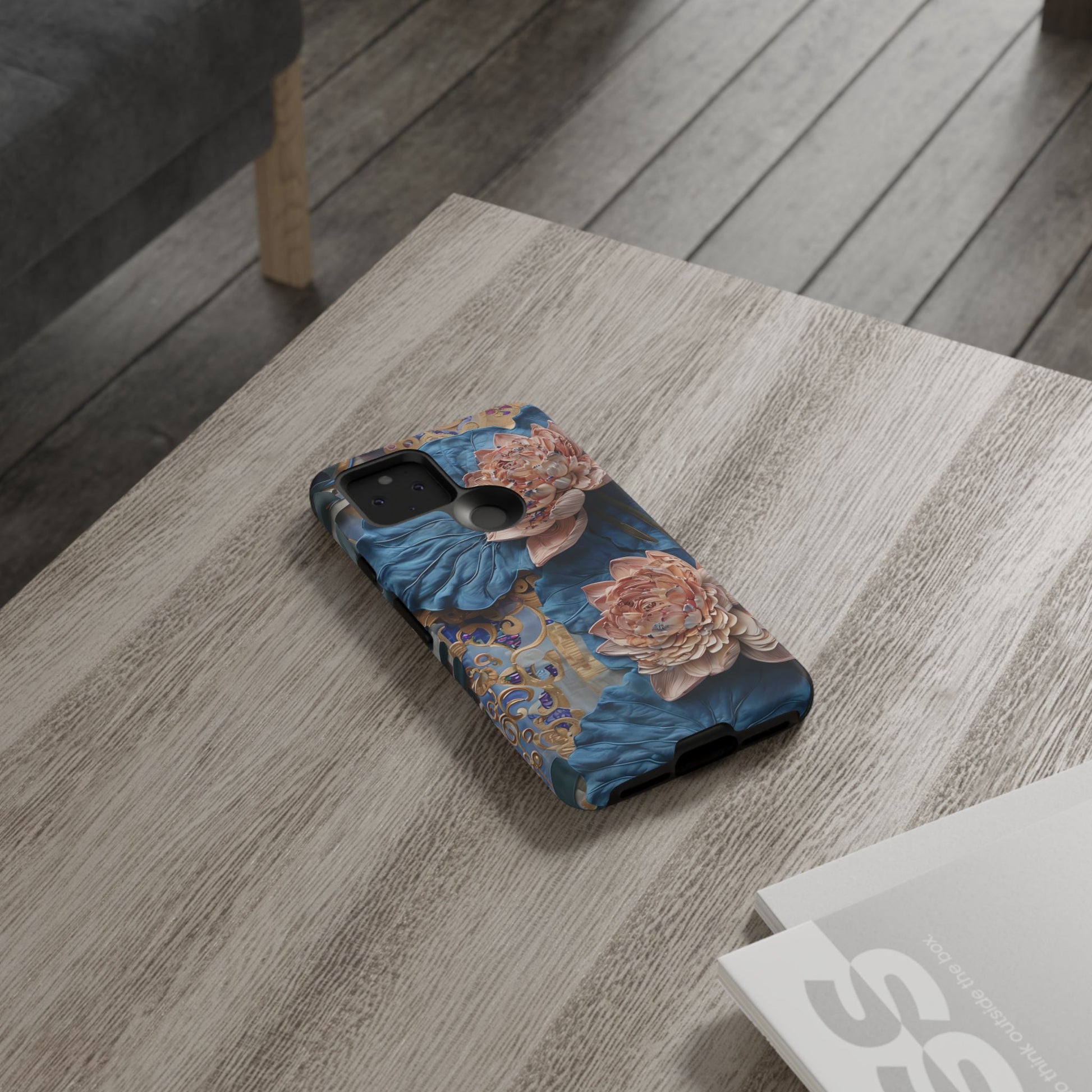 Peony Midnight Tapestry - Google Pixel 5 5G - Elegant Blue & Blush Artful Phone Cover