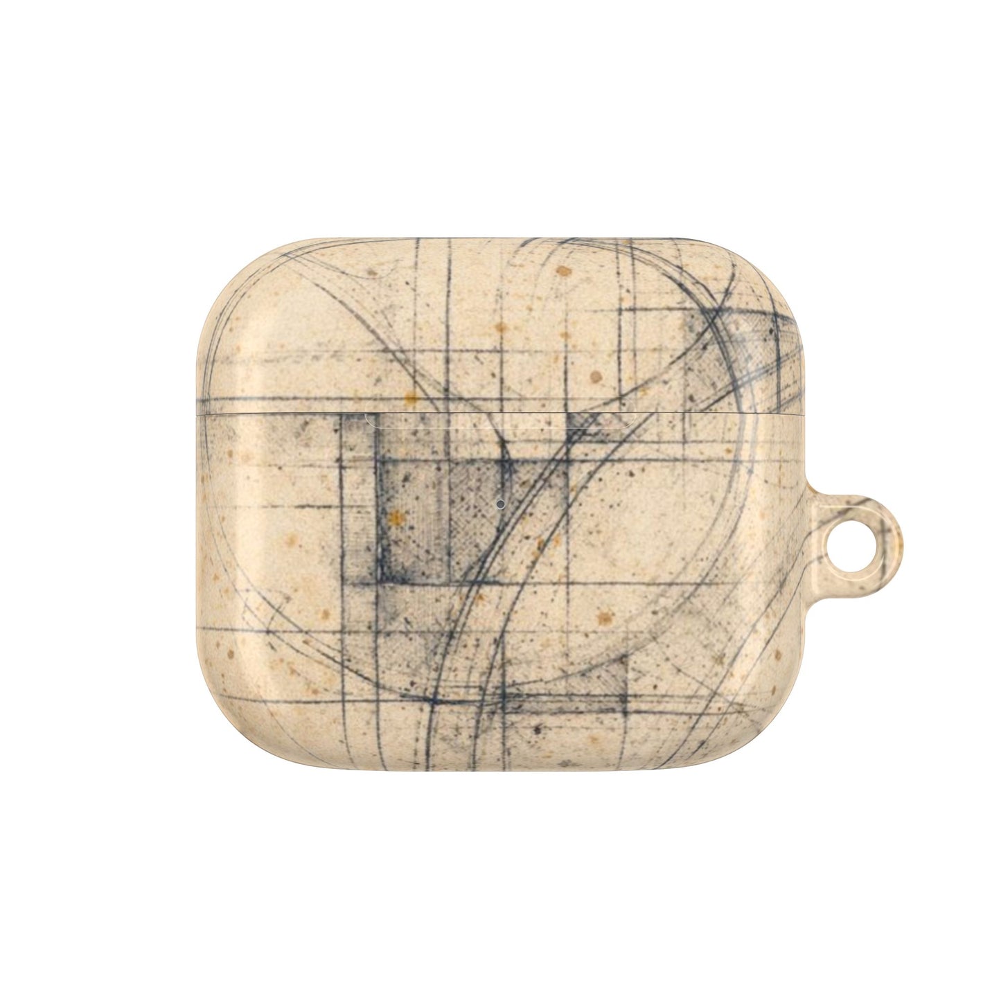 Architectural Parchment Blueprint AirPods Case - Minimalist Technical Sketch Design for Gen 1–4 & Pro