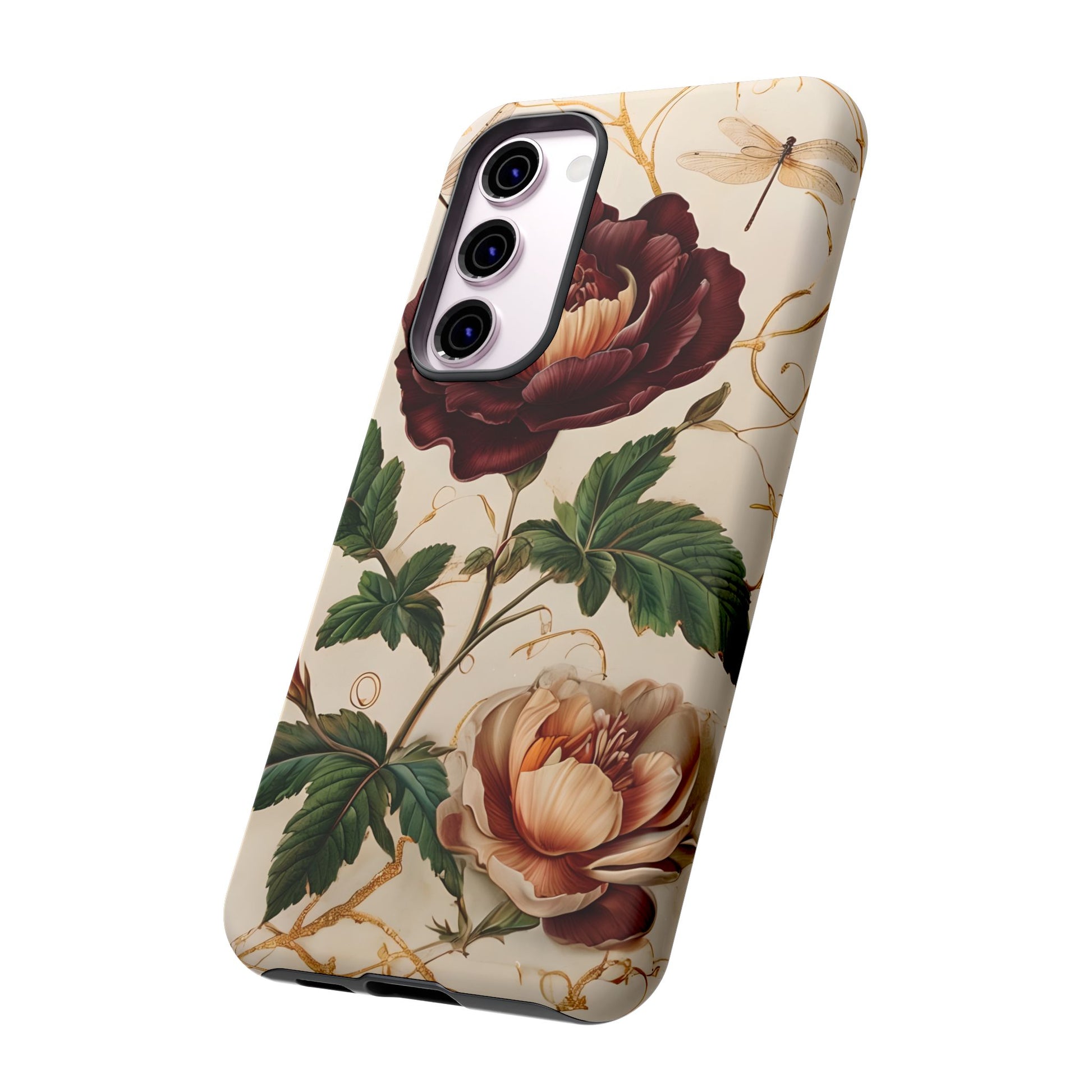 Vintage Burgundy Rose - Elegant Floral Samsung Galaxy S23 Plus Phone Case - Classic Painterly Rose Design