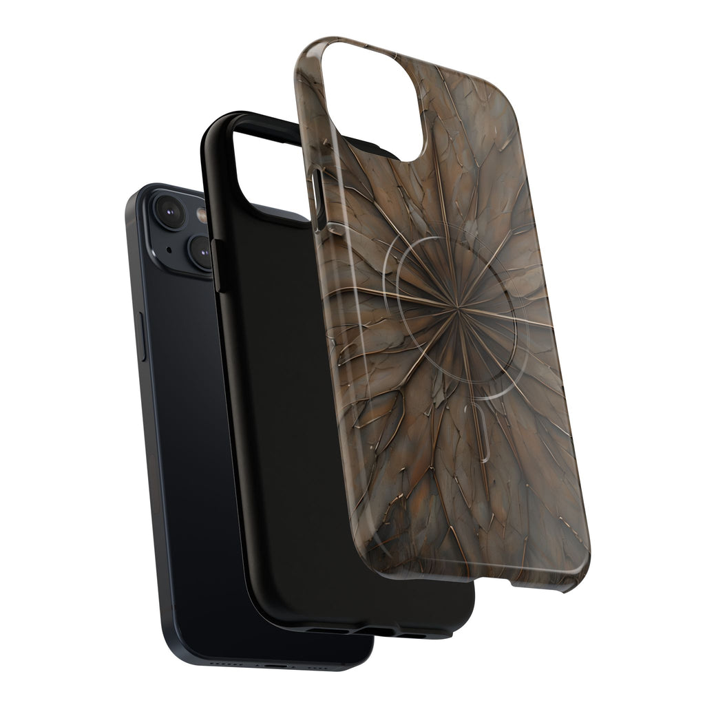 Earthstone Mandala - Kaleidoscope Collection Artistic Taupe Burst - iPhone 14 Plus MagSafe Phone Case