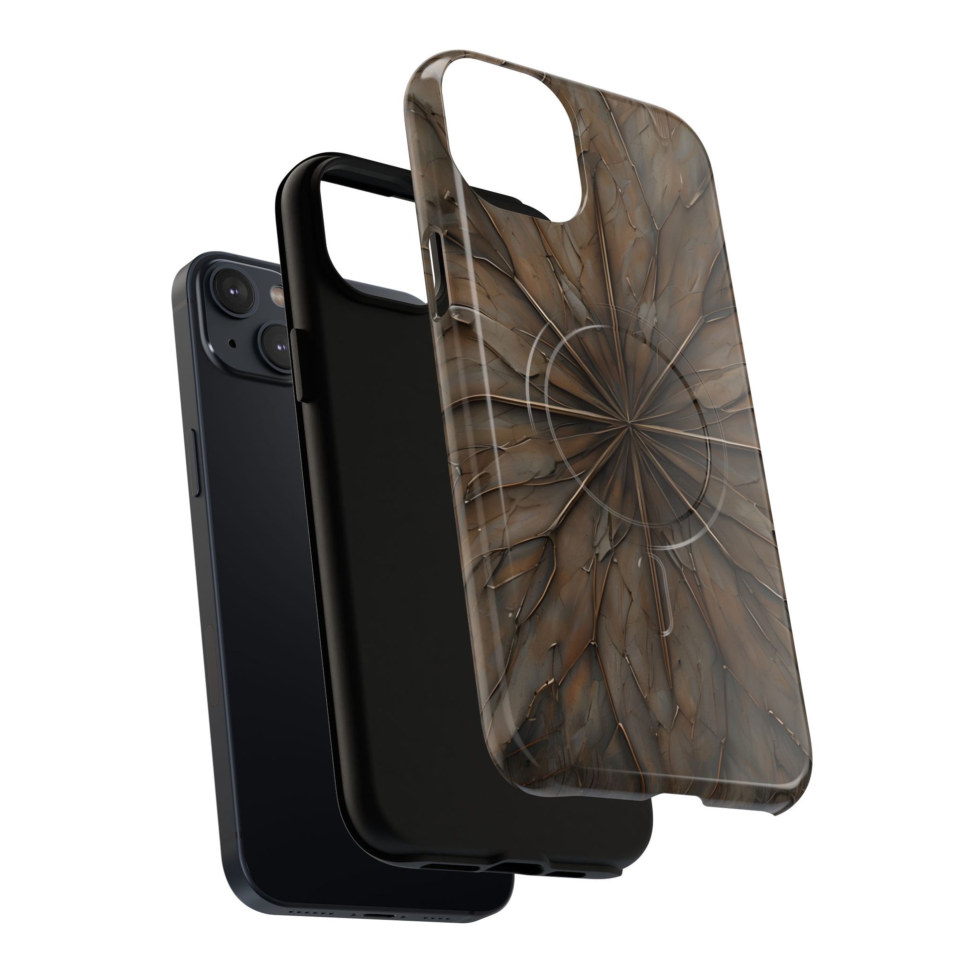 Earthstone Mandala - Kaleidoscope Collection Artistic Taupe Burst - iPhone 14 Plus MagSafe Phone Case