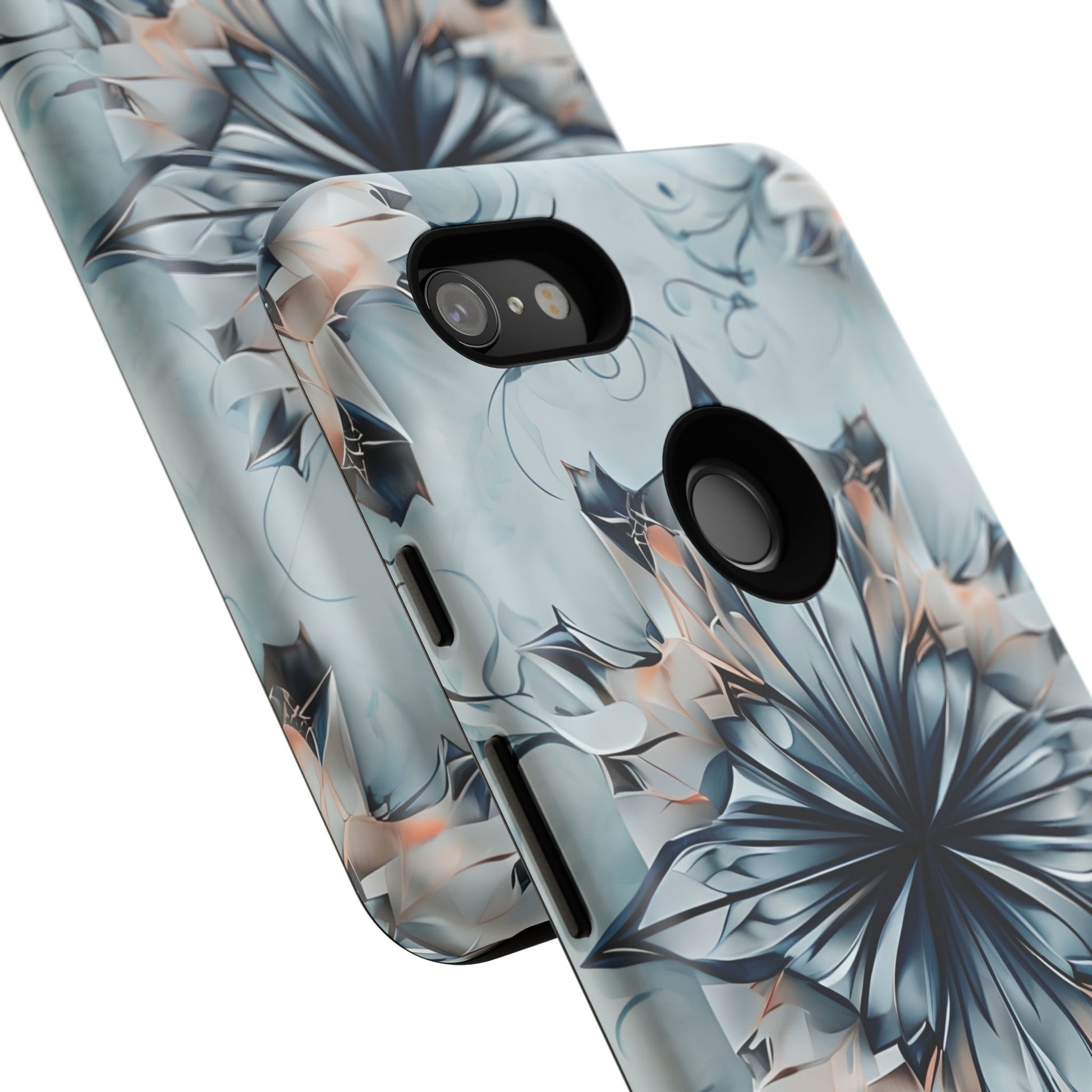 Indigo Mirage - Artistic Kaleidoscope Collection Artistic Floral - Google Pixel 3XL Tough Phone Case - Bold Indigo Symmetrical Design