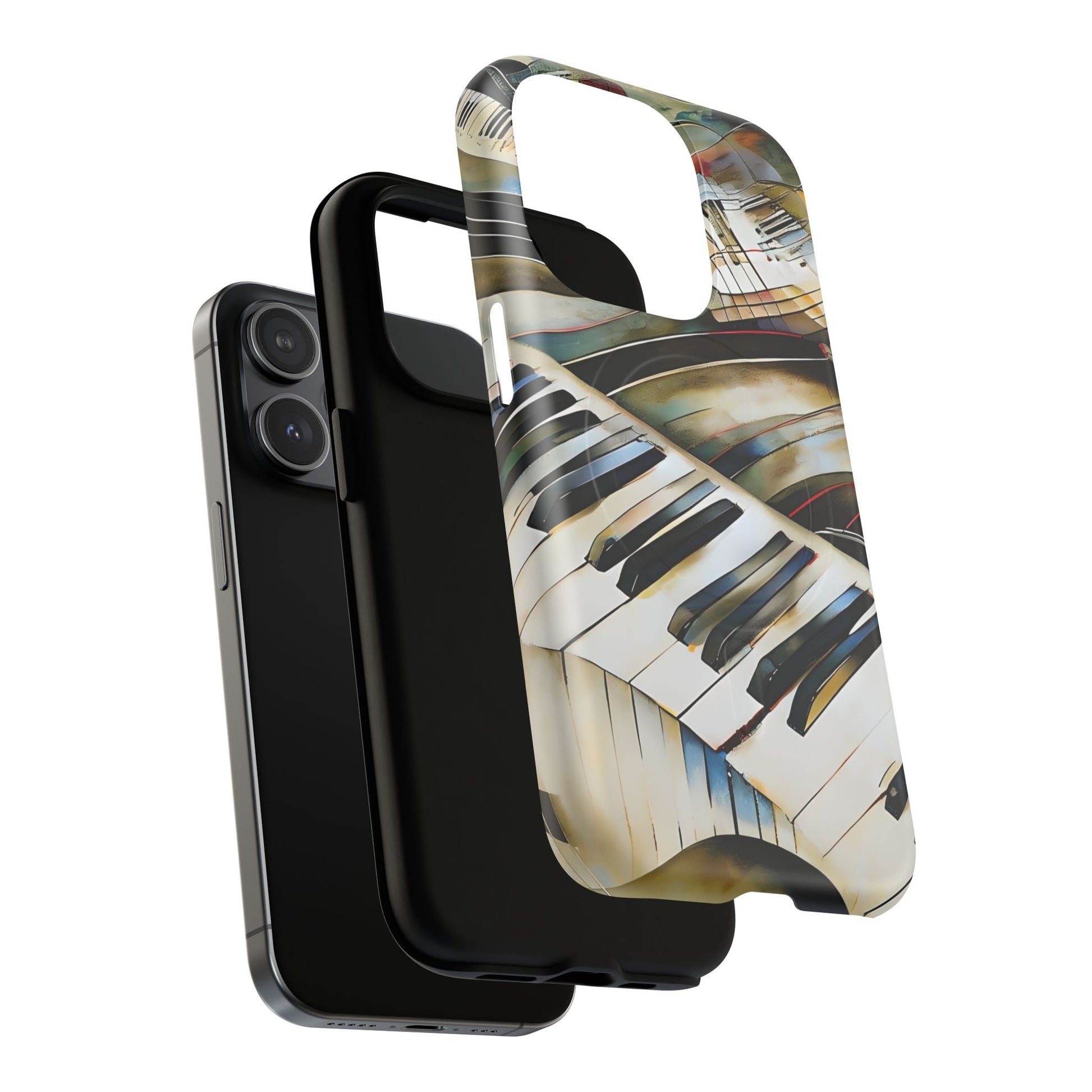 Ivory Cascade Abstract Keyboard Music iPhone 15 Pro MagSafe Case
