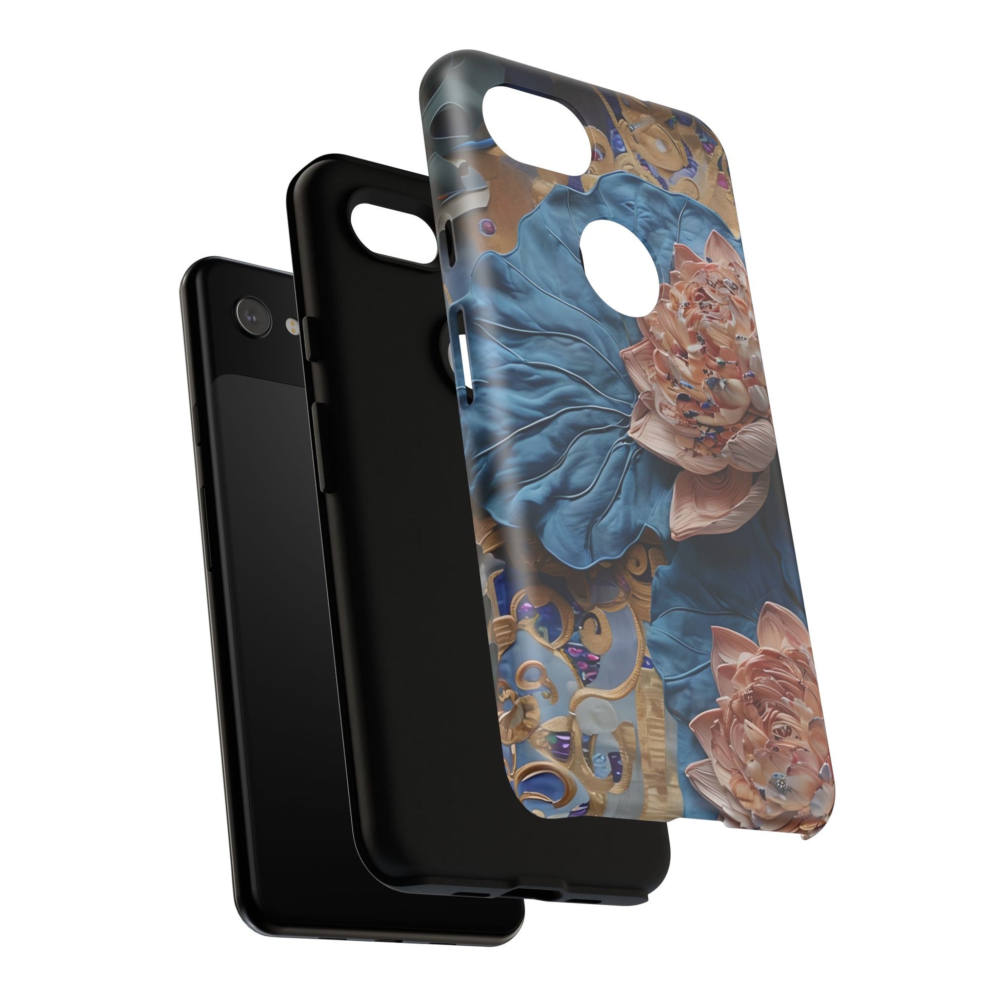 Peony Midnight Tapestry - Google Pixel 3a XL - Elegant Blue & Blush Artful Phone Cover