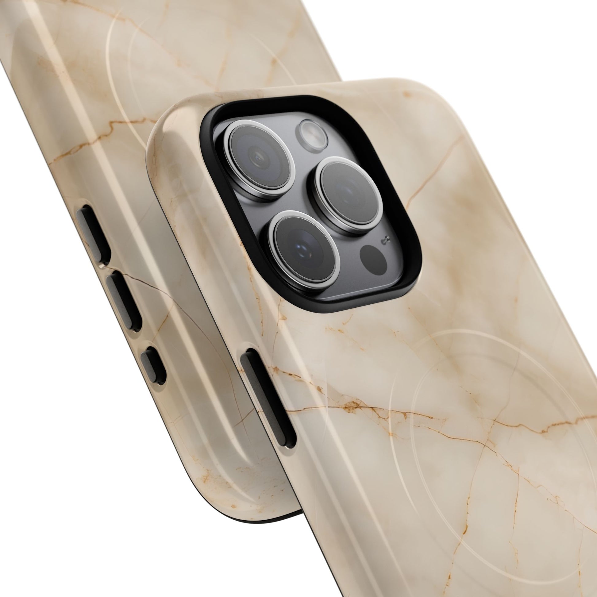 Parchment Mist - iPhone 15 Pro Max MagSafe Phone Case - Neutral Beige Marble Design