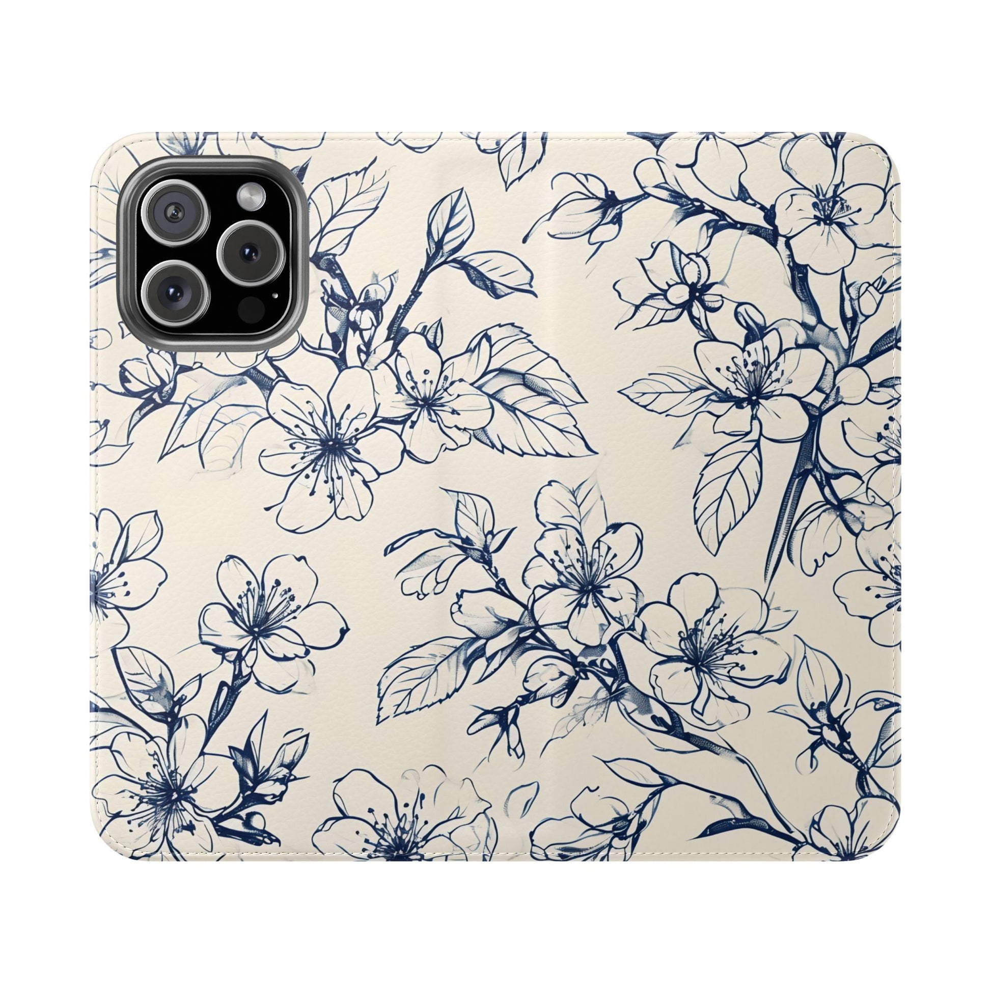 Blossom Sketch - Minimalist Floral Flip Phone Case for iPhone 16 Pro Max