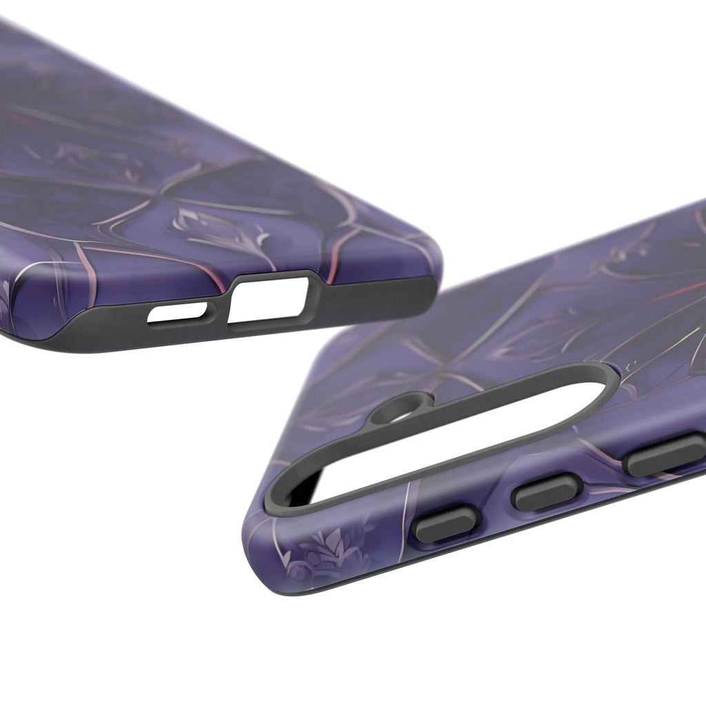 Violet Nebula - Kaleidoscope Collection Artistic Floral Burst - Samsung Galaxy S25 Plus Tough Phone Case - Bold Purple Symmetrical Design
