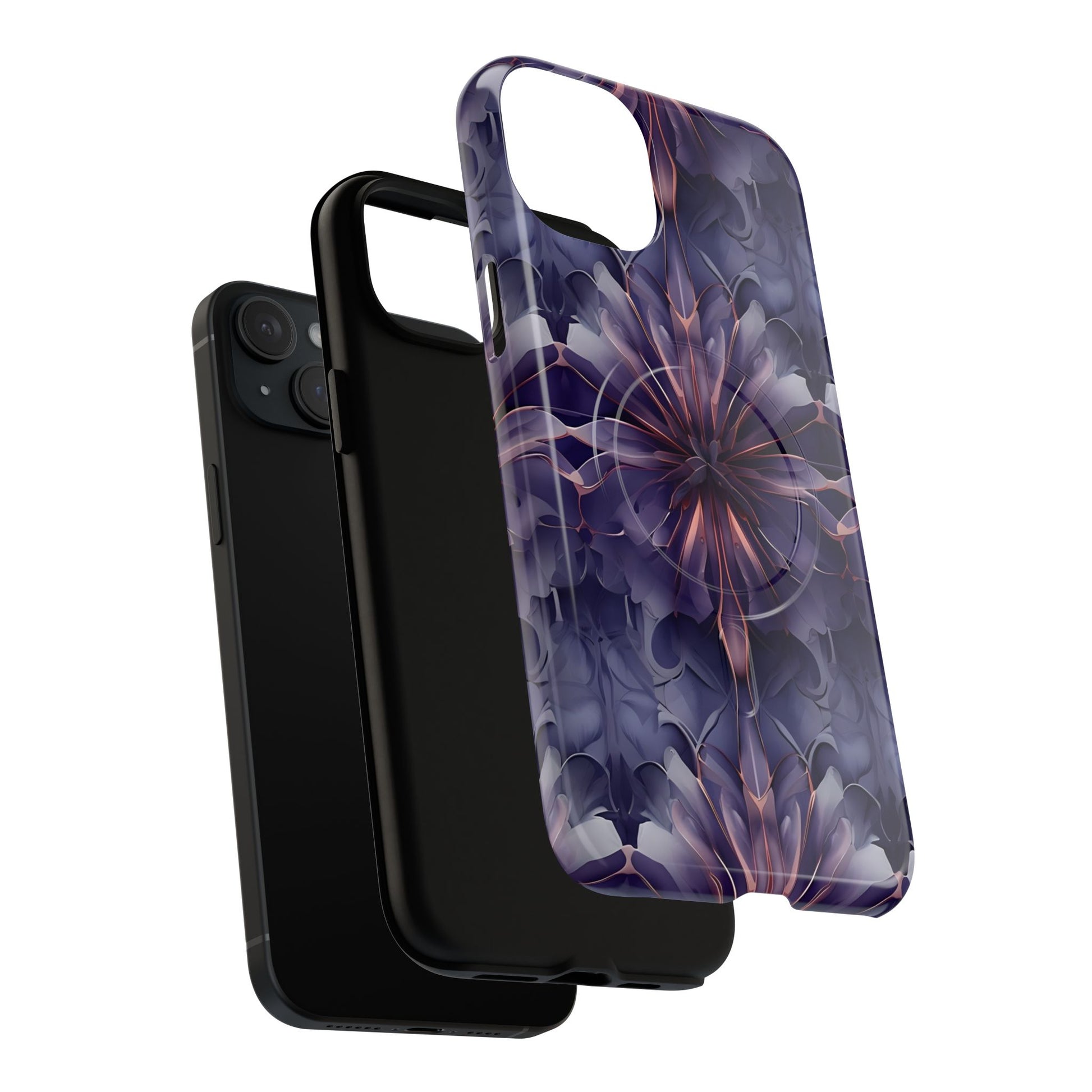 Twilight Tapestry - iPhone 15 Plus MagSafe Phone Case - Purple Kaleidoscope Design