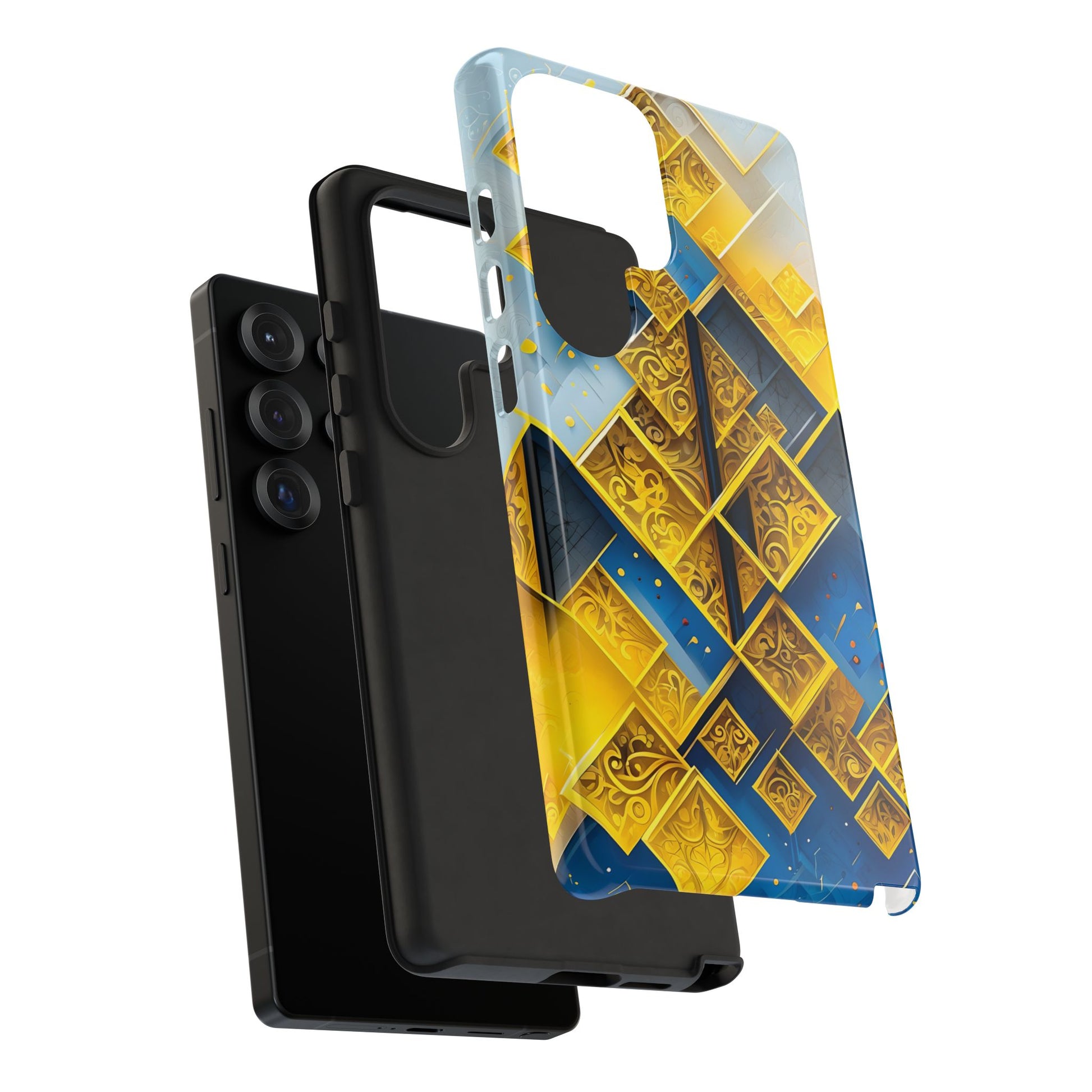 Golden Ascent Luxe Geometric Samsung Galaxy S25 Ultra Tough Case - Elegant Abstract Gold Design