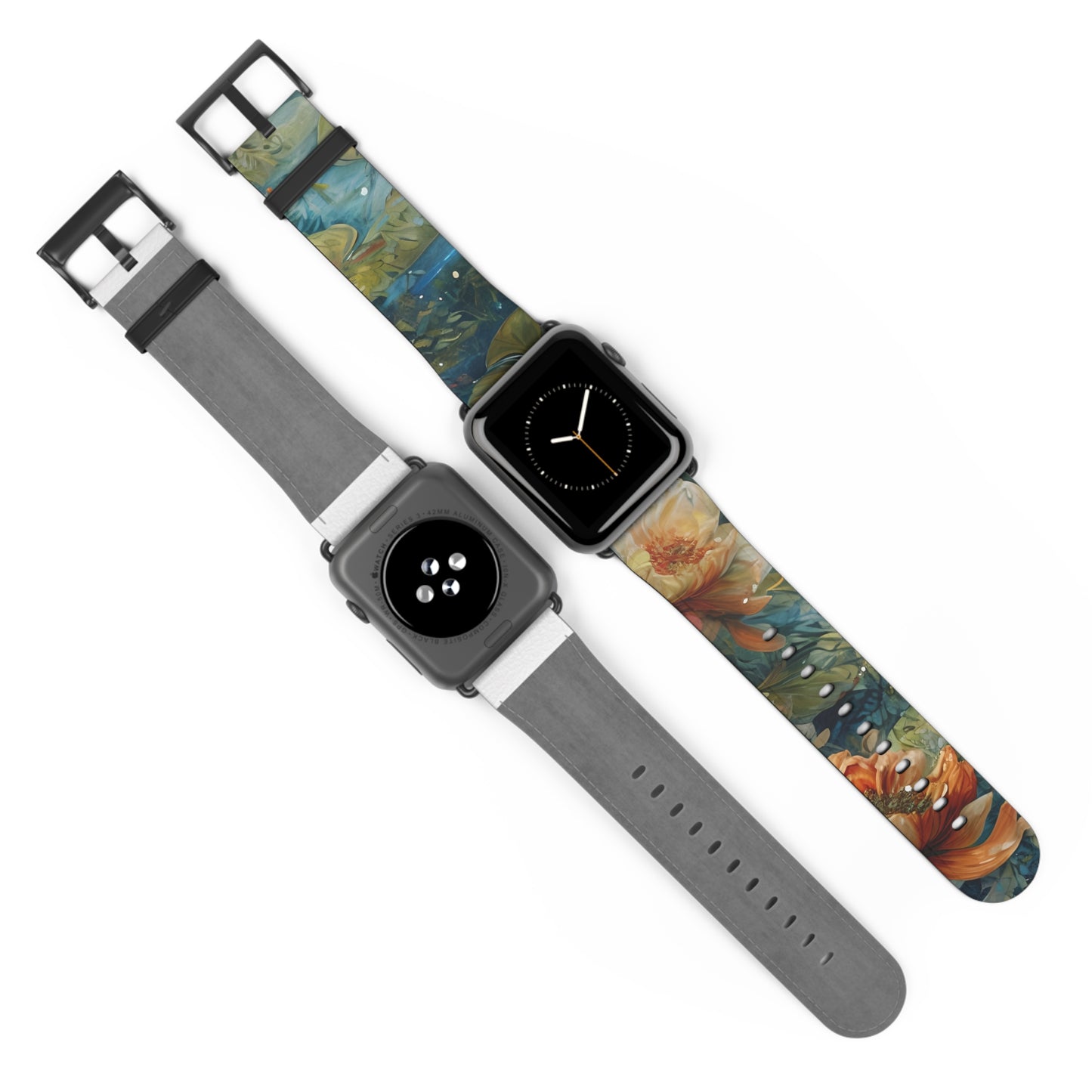 Waterlily Nocturne Apple Watch Band - Nature-Inspired Art Strap, Elegant Mountain Lake Design, Premium Gift for Outdoor Lovers