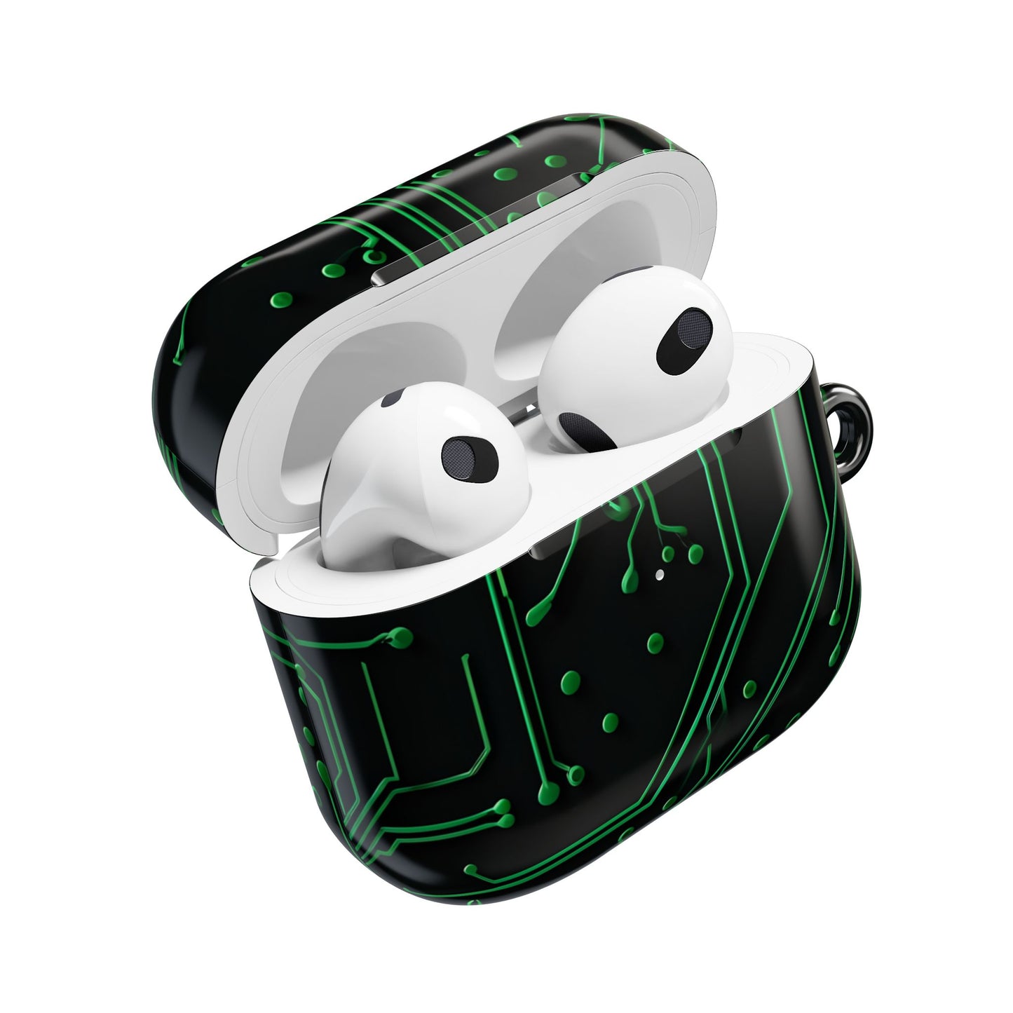 Green Circuit Grid AirPod Case - Green & Black Computer Design Earbud Cover for Gen 1, 2, 3, Pro Gen 1 & 2