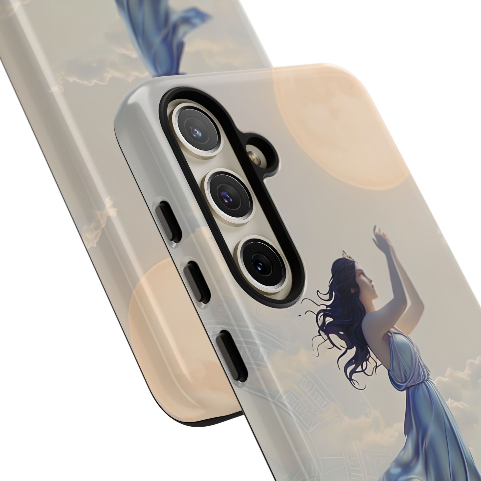 Moonlit Ascend - Ethereal Celestial Art Samsung Galaxy S24 Plus Tough Phone Case - Dreamy Night Sky & Floating Woman Design