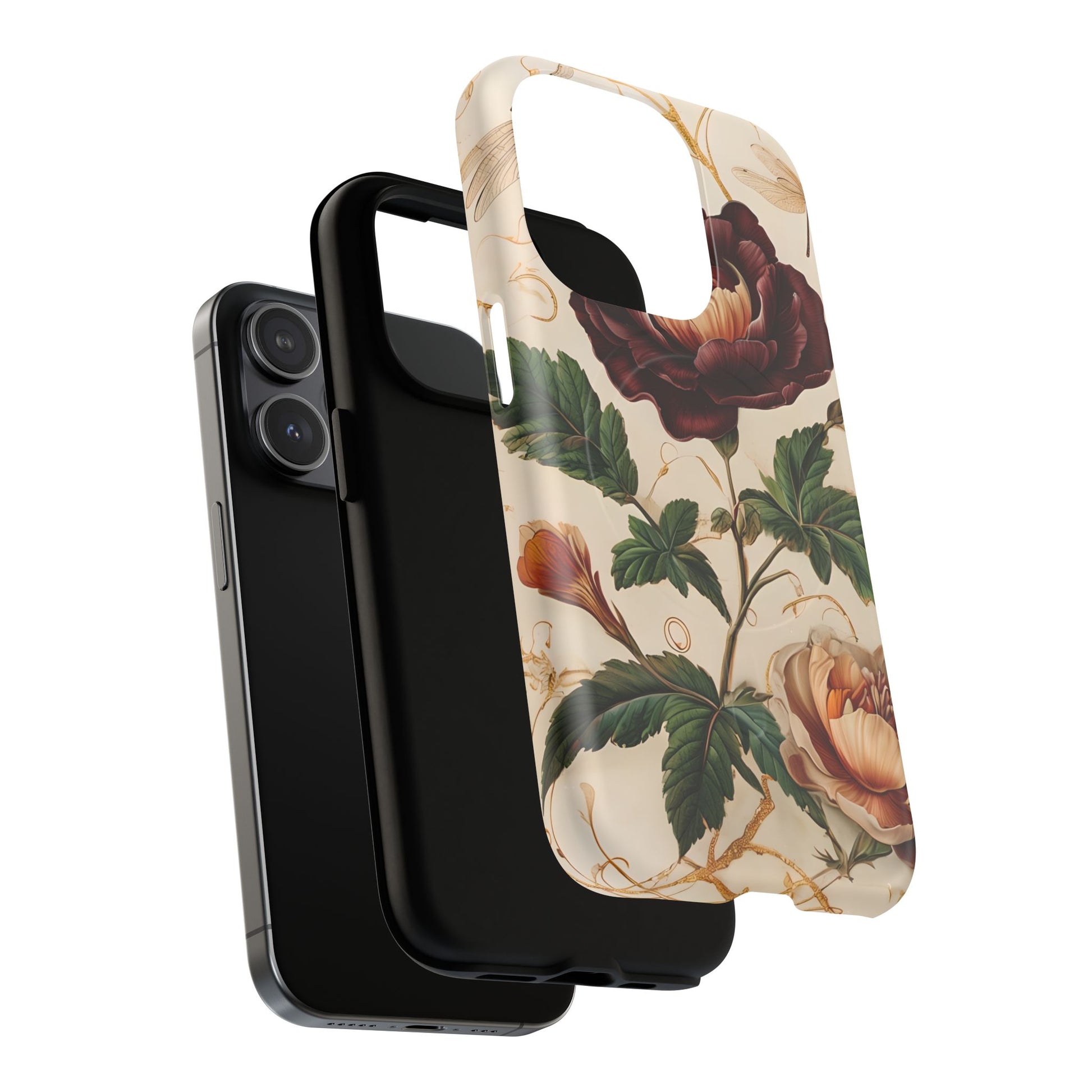 Vintage Burgundy Rose - Elegant Floral iPhone 15 Pro Phone Case - Classic Painterly Rose Design