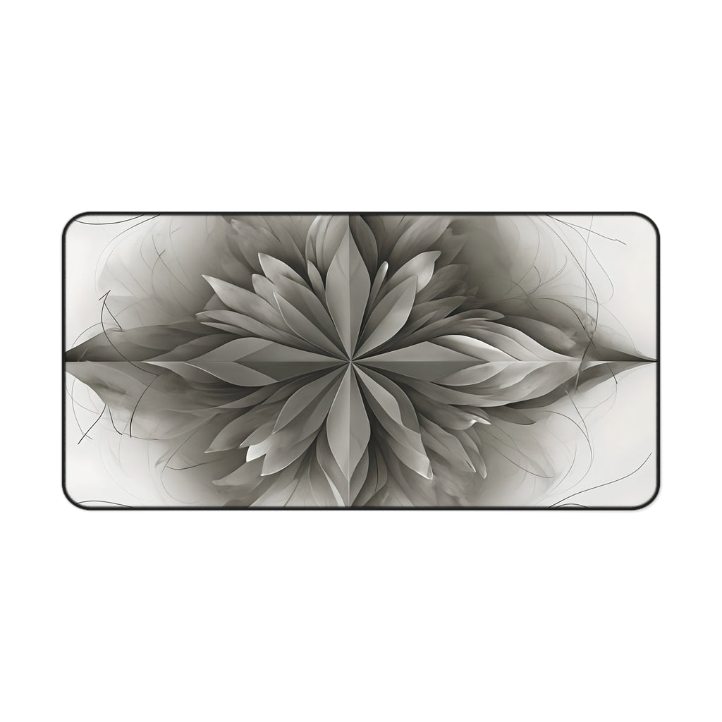 Silver Lotus Desk Mat - Premium Office Desk Pad, 3 Sizes Available, Artistic Workspace Protection