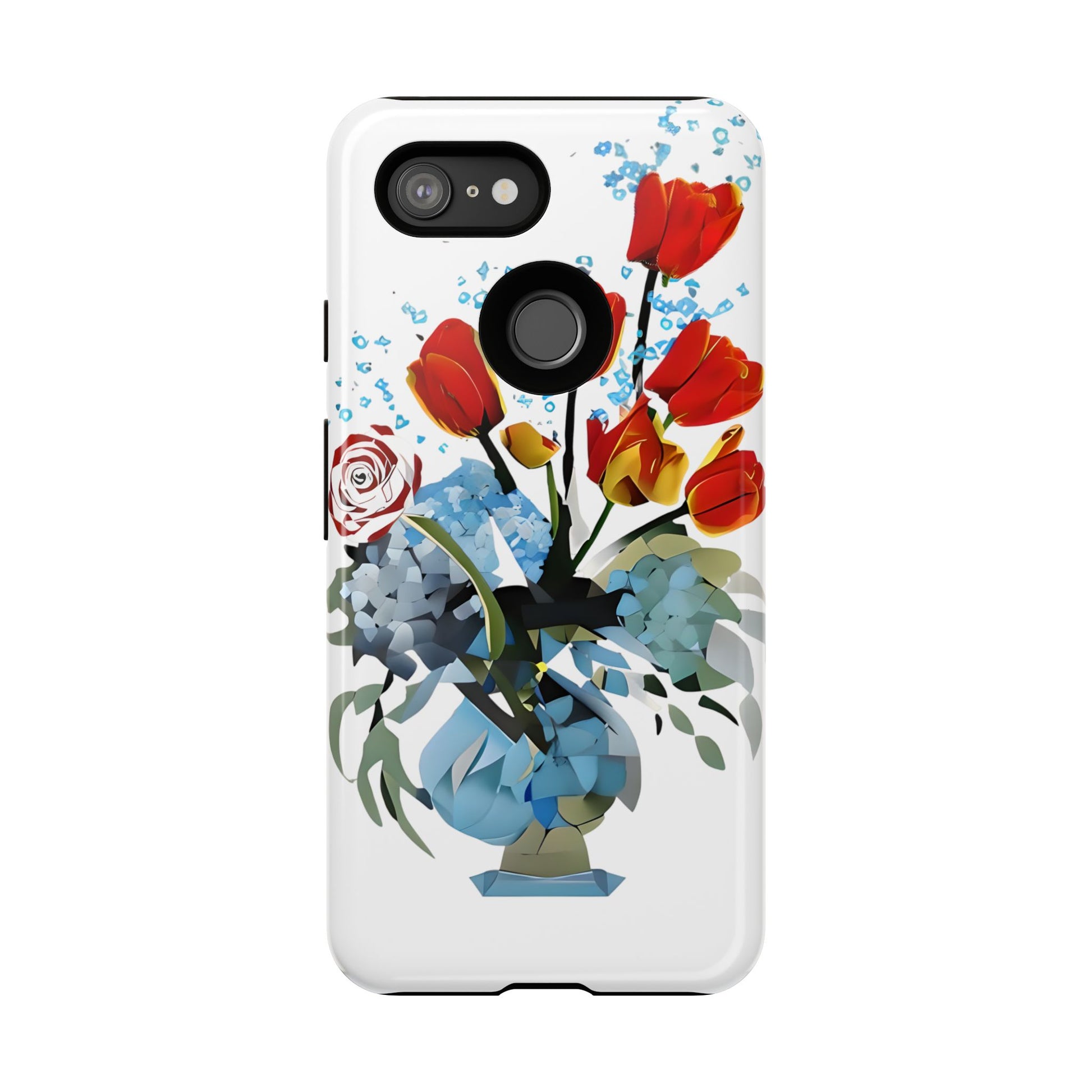 Bouquet Brilliance - Artistic Floral Google Pixel 3 Tough Phone Case - Vibrant Tulip, Rose & Hydrangea Design