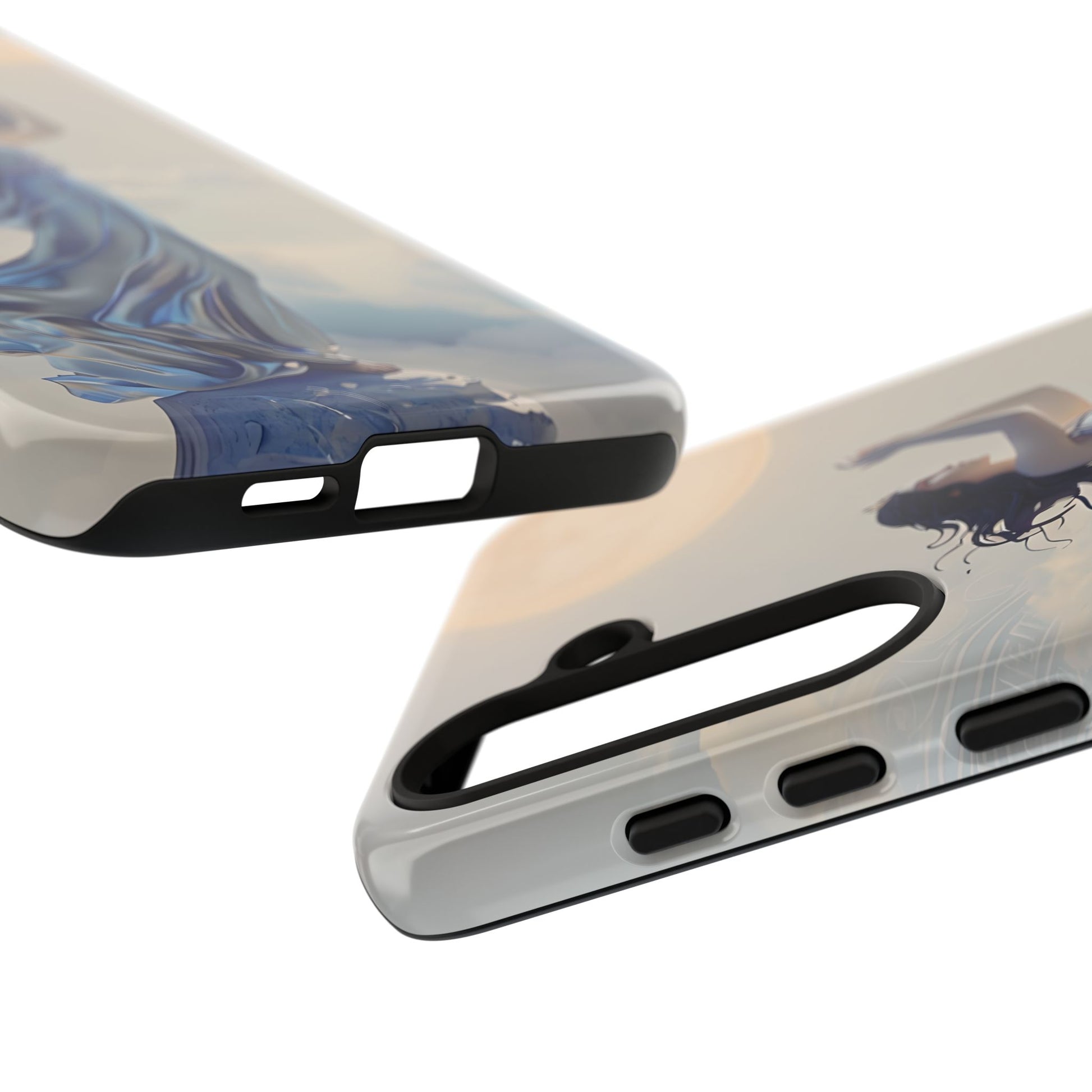 Moonlit Ascend - Ethereal Celestial Art Samsung Galaxy S24 Plus Tough Phone Case - Dreamy Night Sky & Floating Woman Design