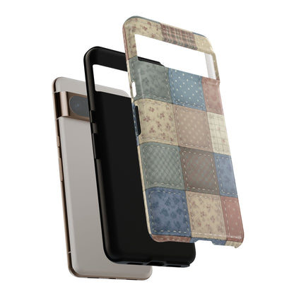 Heirloom Patchwork shockproof dual layer Google Pixel phone case with quilt patchwork design