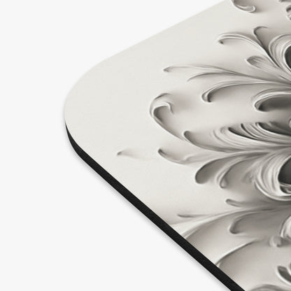 Close-up of Obsidian Bloom mouse pad showing detailed black floral pattern