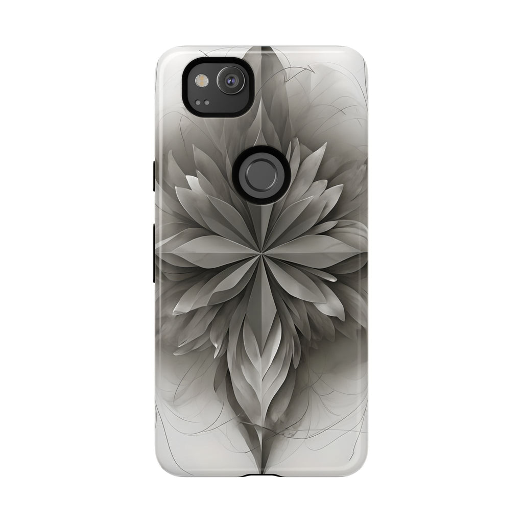 Silver Lotus - Elegant Monochrome Floral Google Pixel 2 Tough Phone Case - Modern Lotus Design