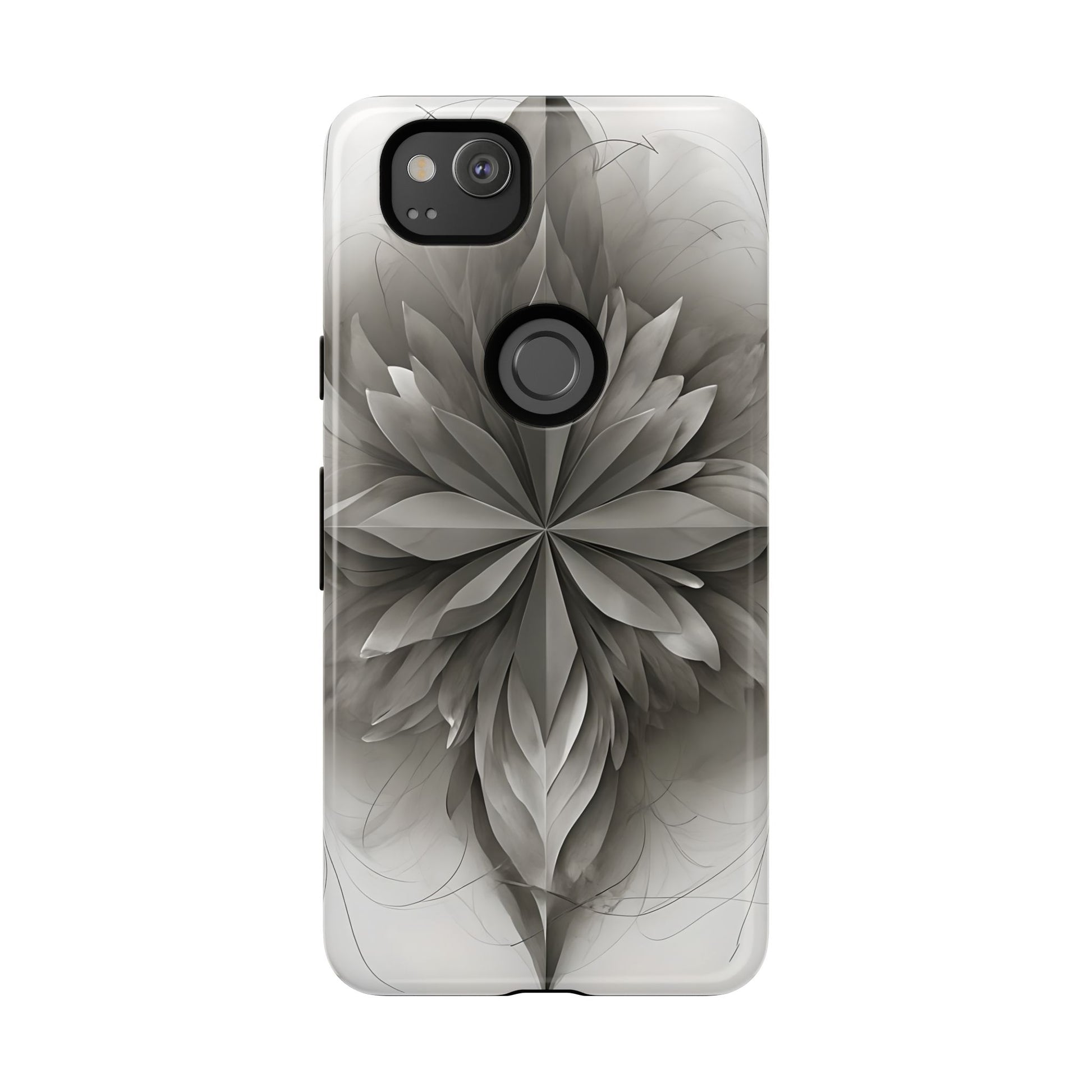 Silver Lotus - Elegant Monochrome Floral Google Pixel 2 Tough Phone Case - Modern Lotus Design