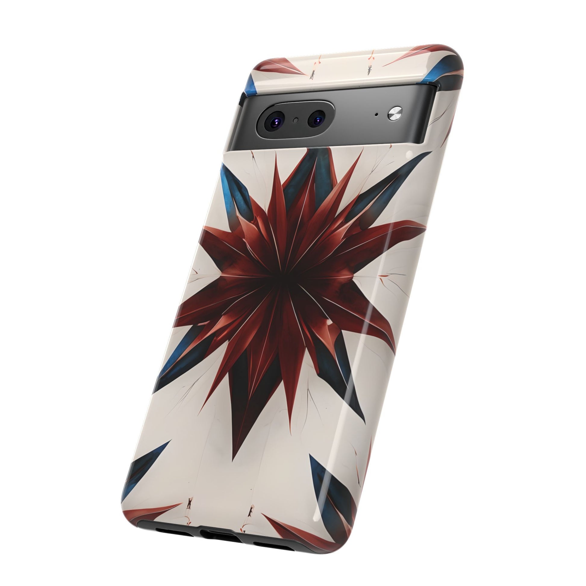 Garnet Starburst - Kaleidoscope Collection Gemstone Floral - Google Pixel 7 Tough Phone Case - Floral Burst Design