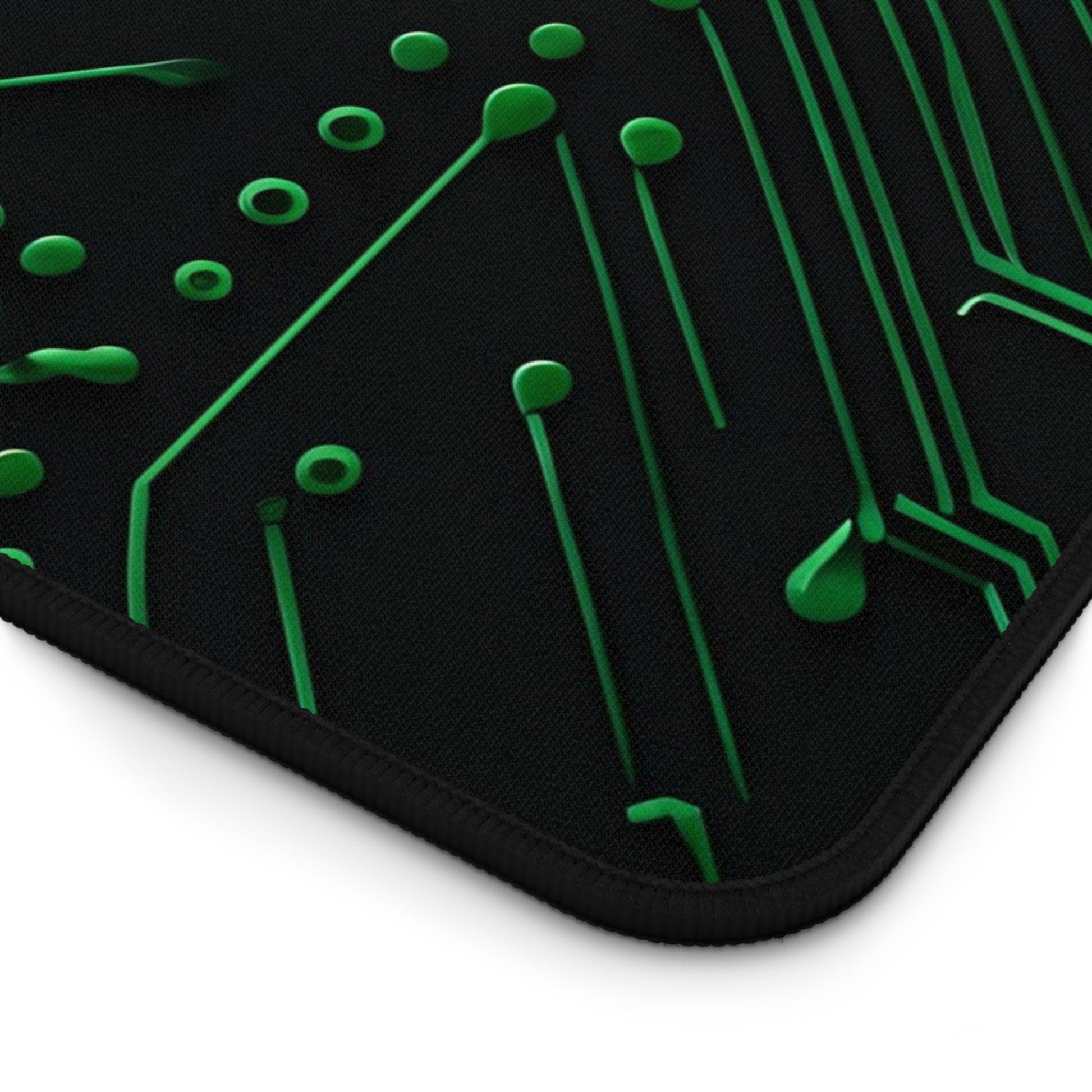 Close-up of Green Circuit Grid desk mat showing detailed circuit board pattern